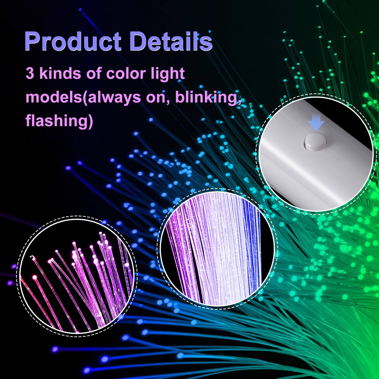 QUARKZMAN Bacchetta in Fibre Ottica Lunghezza 10,5" Bastoncino Luminoso LED Colorato con 3 Modalità di Luce per Festa Matrimonio 48pz