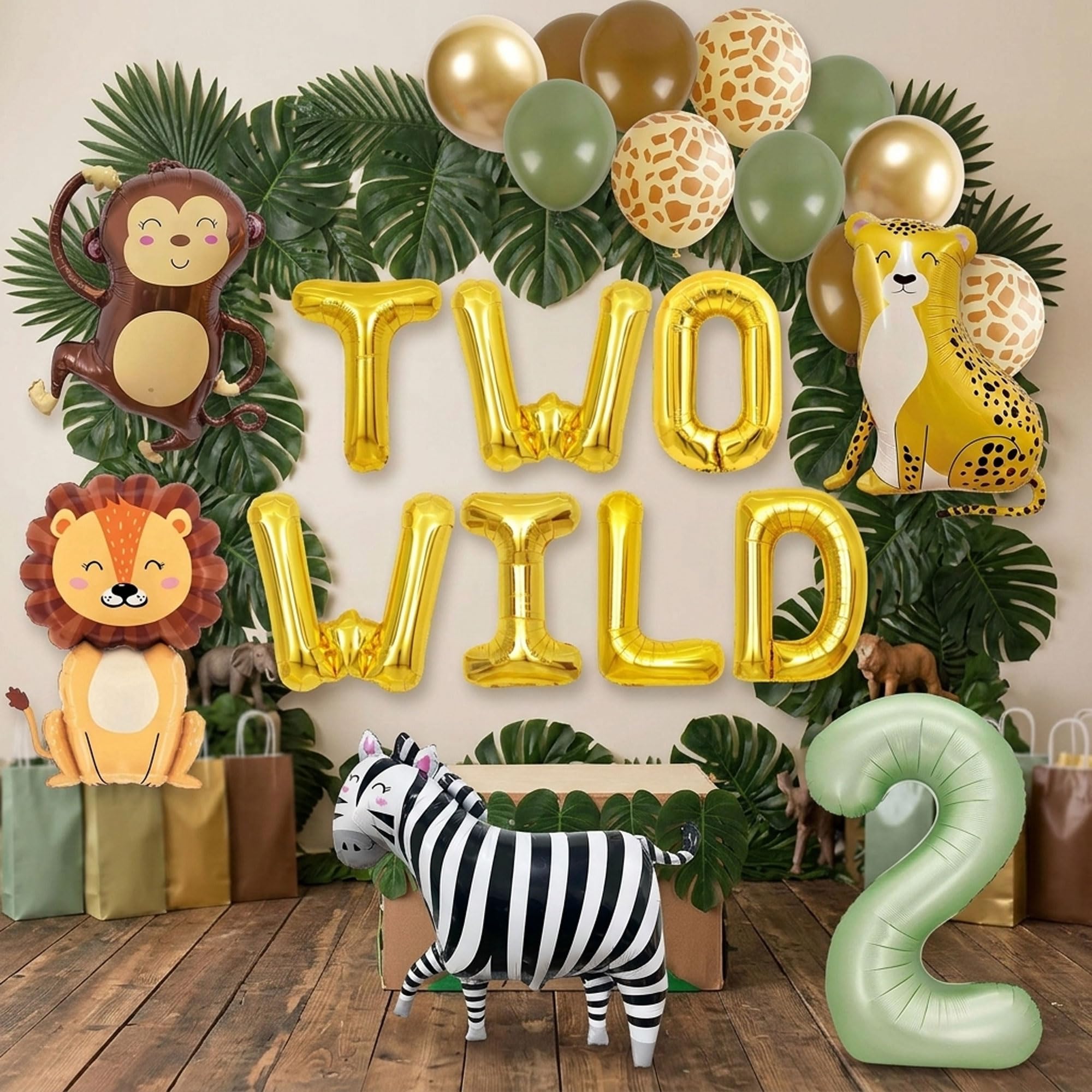 Jungle Safari Birthday Balloons Two Wild Animal Balloons