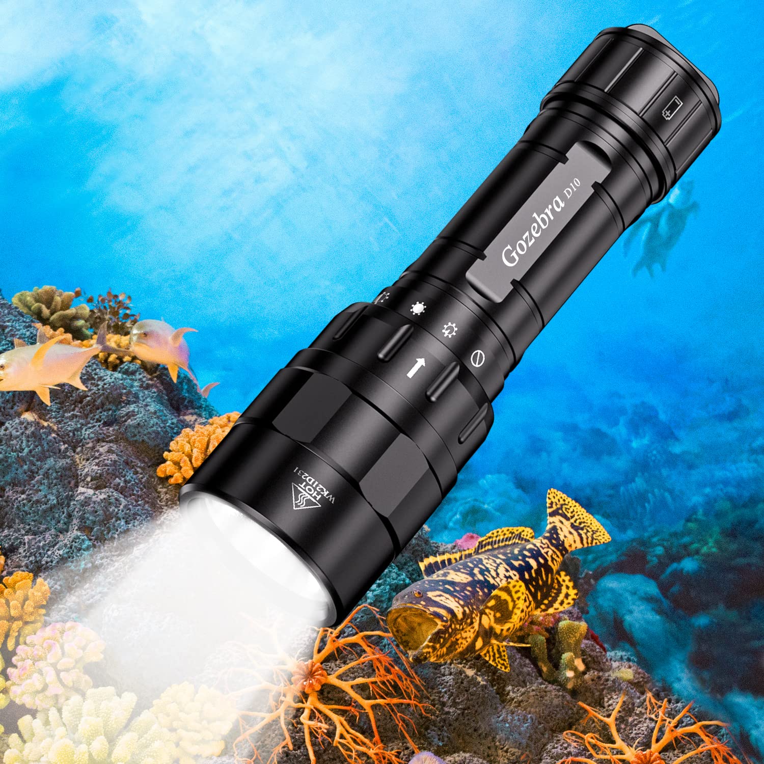 Diving Flashlight, 2000 Lumen Scuba Dive Light Underwater Waterproof Flashlight for Under Water Deep Sea Cave Crossing