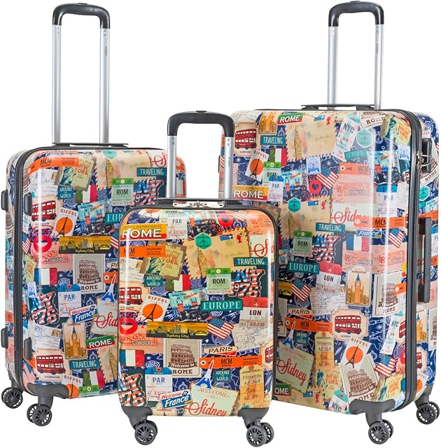 Flight Knight Hard Case Printed Luggage Suitable for easyJet, British Airways, Ryanair, Cities, Prints, Landscapes, Art, Hard Case Suitcases 8 Wheel Travel Bag Set & Carry Ons