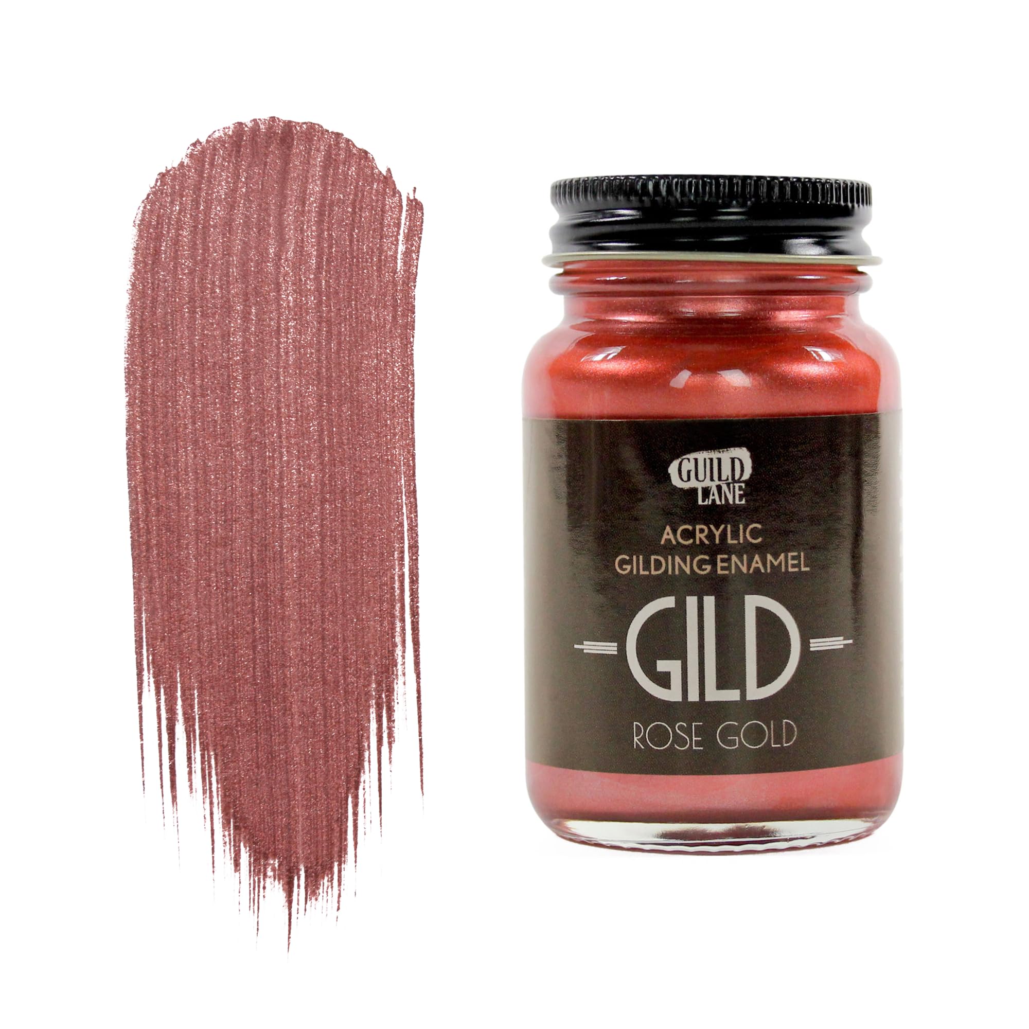 Guild Lane GILD Metallic Acrylic Enamel Paint - Rose Gold - For Wood, Metal, Glass, Furniture & Crafts - Water-Based, Non-Tarnish Finish - 60ml Tin - Made in Britain