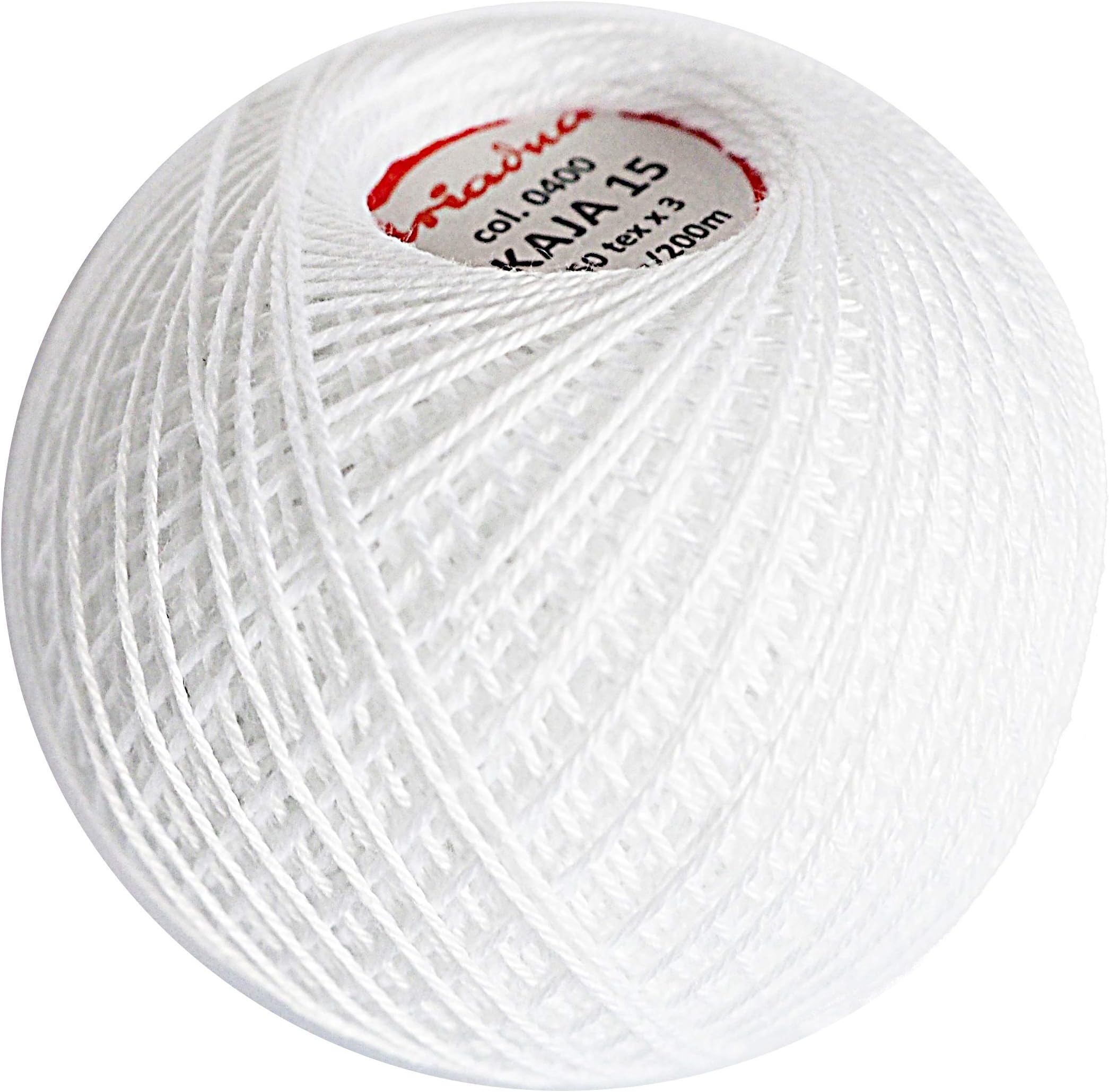 Cotton Crochet Yarn Double Mercerized Thread 220yd/200m Ball 1.05oz/30g Knitting Tatting Emroidery Size 15 White (0400)