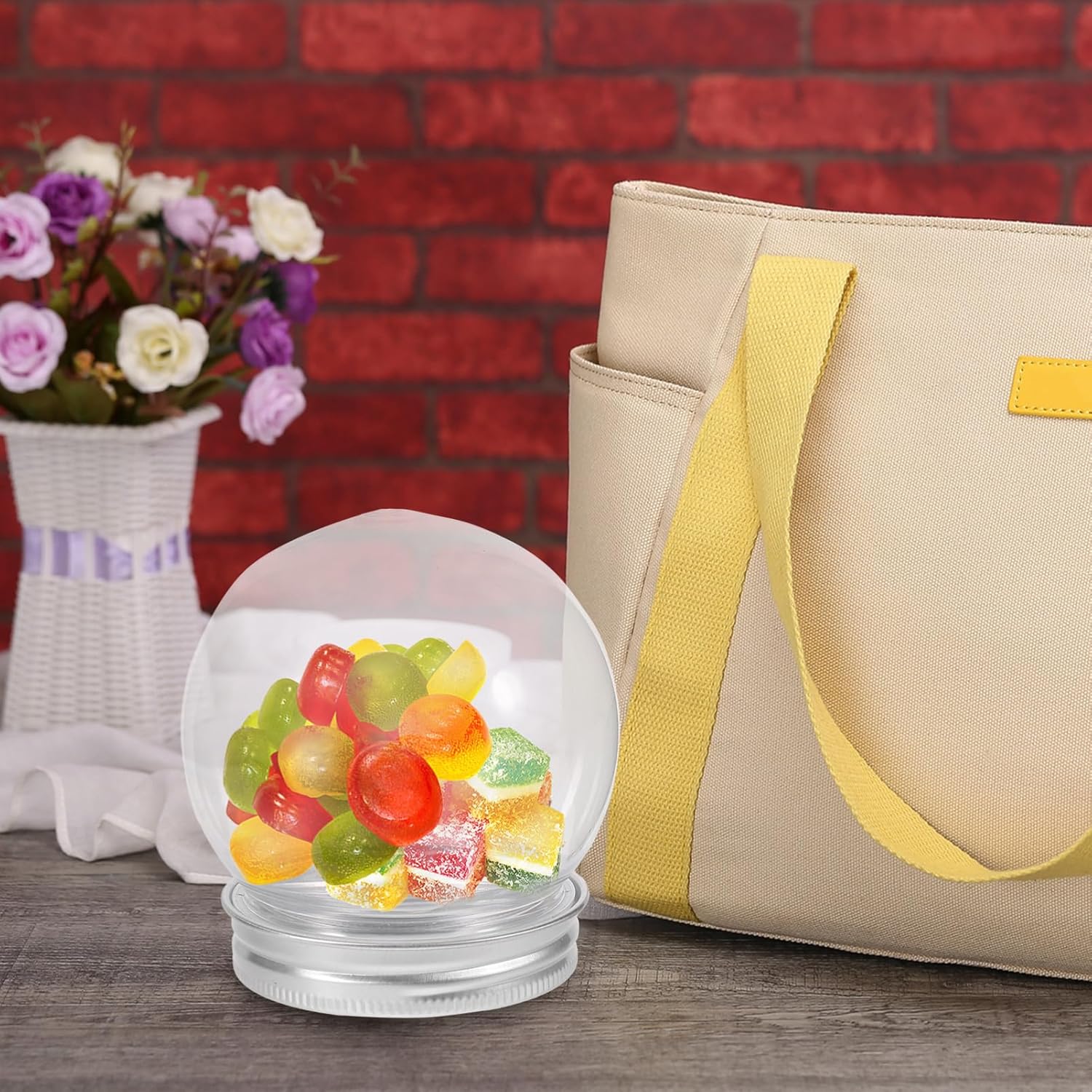 DOITOOL 12 Pack Clear Candy Bottles with Aluminum Lids, 150ml DIY Snow Globe Containers, Transparent Fillable Globes for Party Favors, Wedding, Christmas Craft Supplies