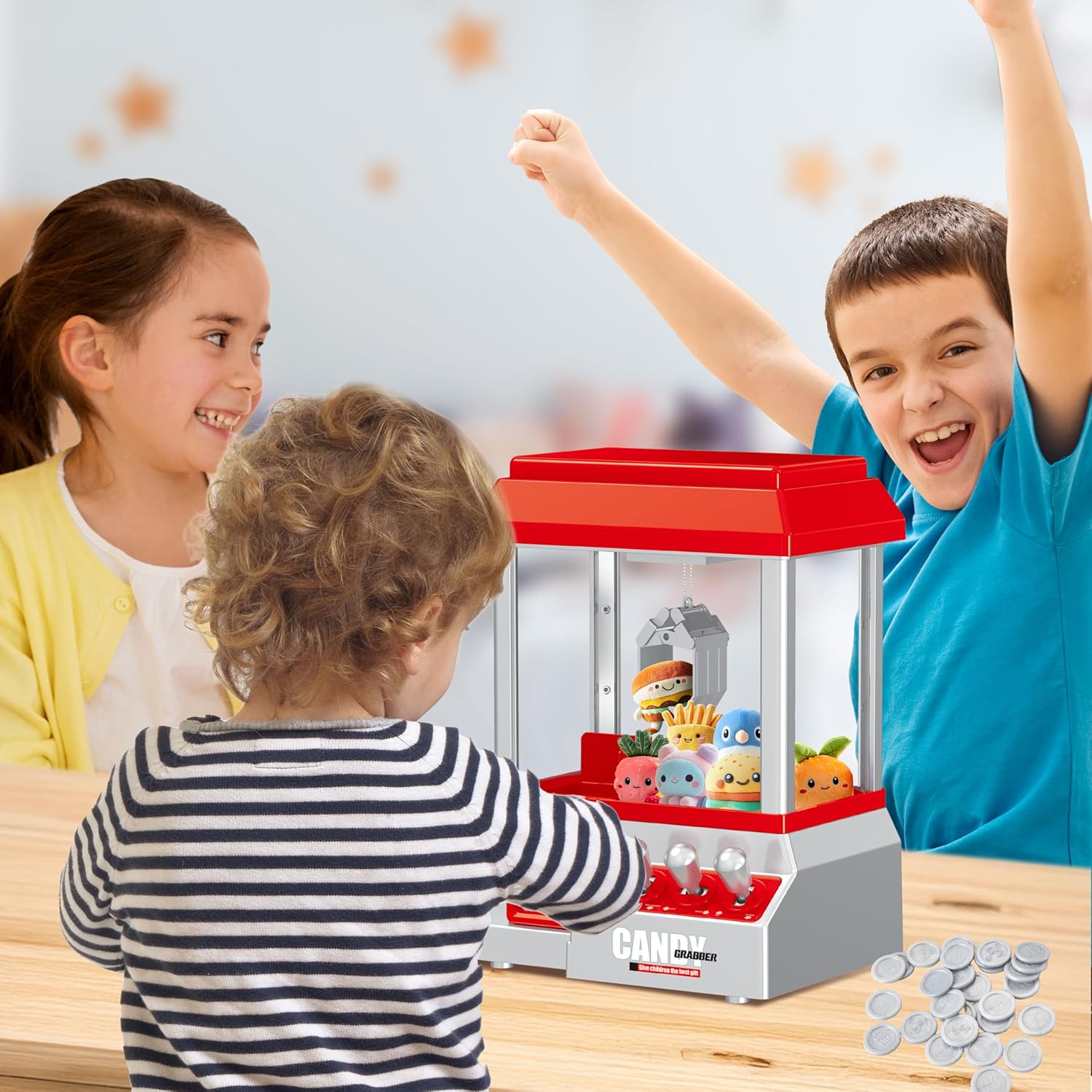 PowerTRC Claw Machine for Kids Fun Mini Claw Machine Toy for Girl Boy, Interactive Arcade Game Machines Prize Dispenser Candy Grabber Vending Machine Cool Christmas Birthday Gifts