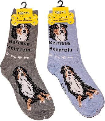 Foozys Unisex Crew Socks Canine Collection Bernese Mnt,Fits Shoe Size 4-10