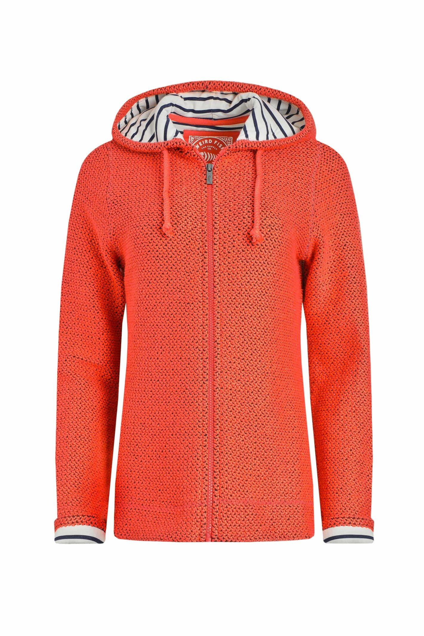 Weird Fish Women's Chicoa Full Zip Macaroni Hoodie in Coral | Size: 16