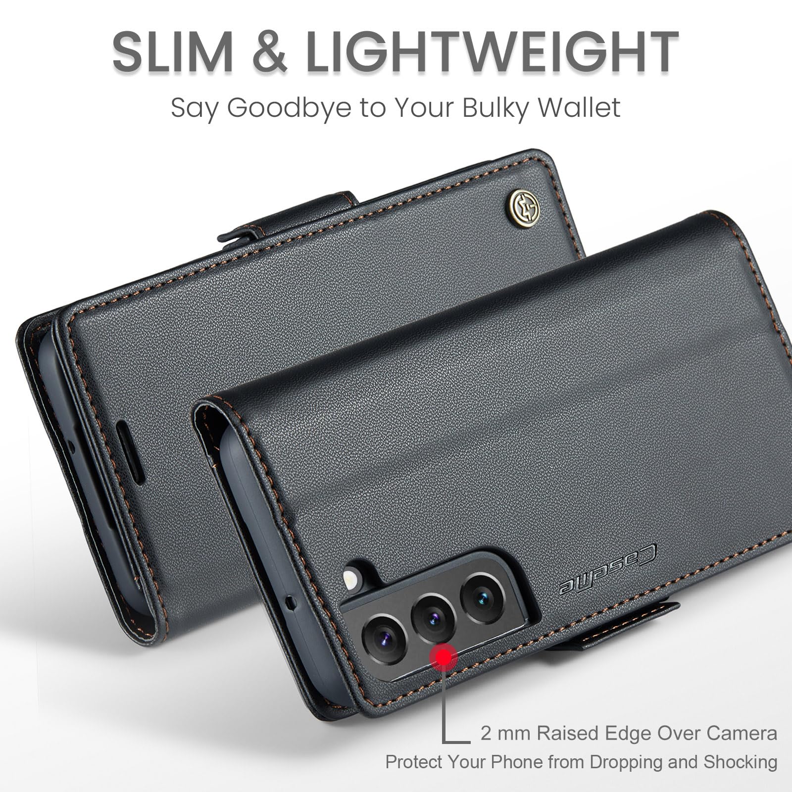 SINIANL Funda tipo cartera para Samsung Galaxy S22 con bloqueo RFID, funda tipo cartera para Galaxy S22 para hombres y mujeres, tarjetero, cierre magnético, funda de piel tipo libro para Galaxy S22,