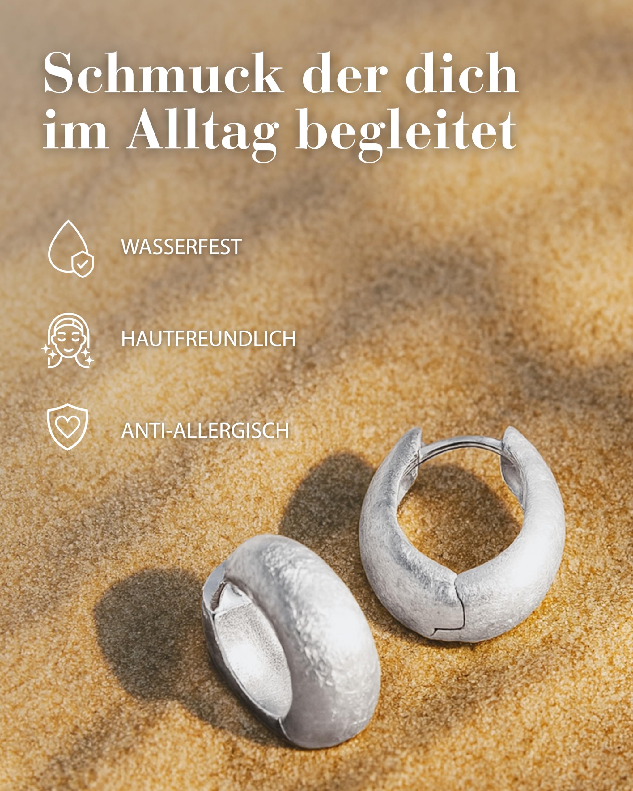 Vinani Klapp-Creolen oval bauchig gebürstet Sterling Silber 925 Ohrringe 2CKG