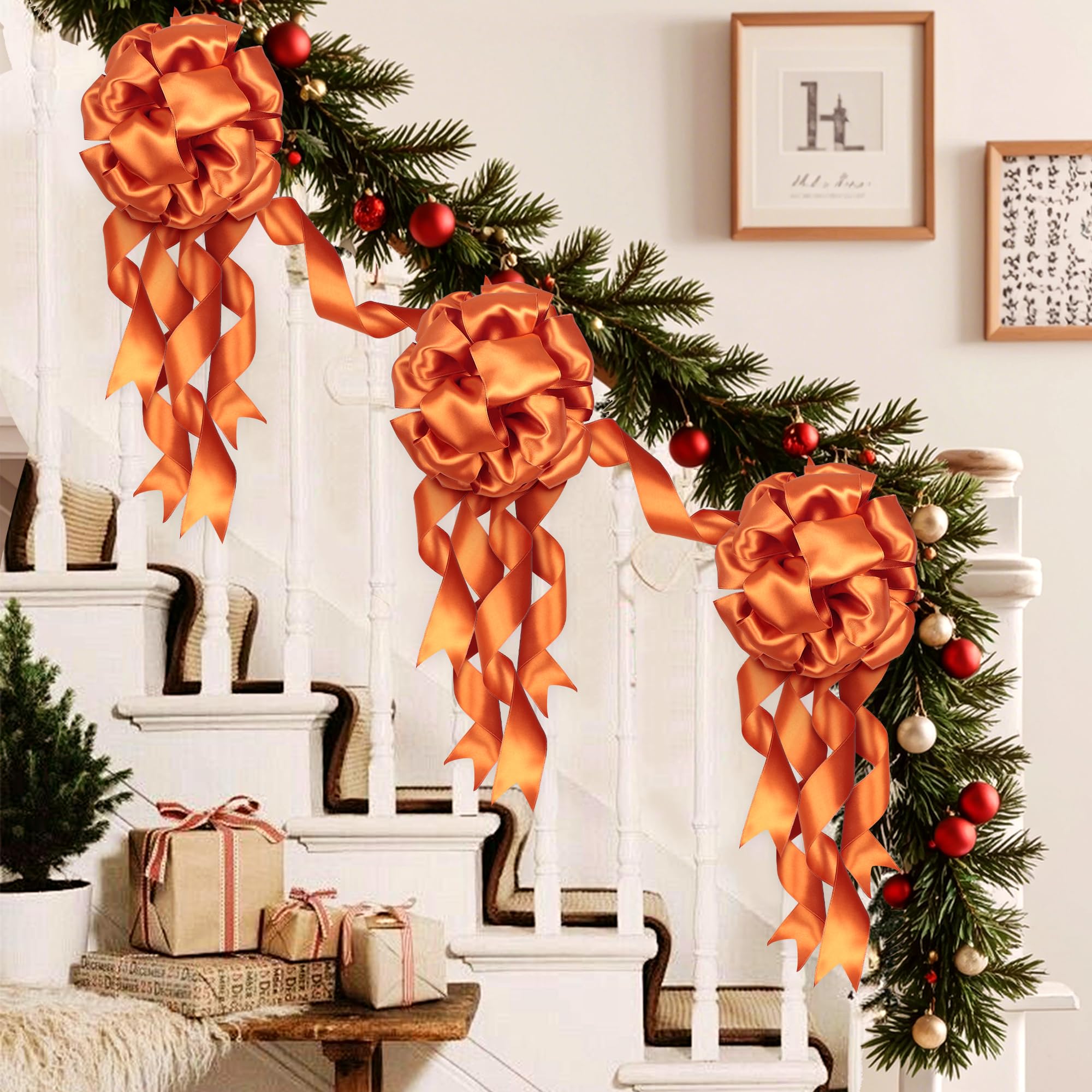 VATIN Cinta de satén naranja quemado con alambre de 1-1/2 pulgadas para envolver regalos, decoración, manualidades, decoración del hogar, 9 m