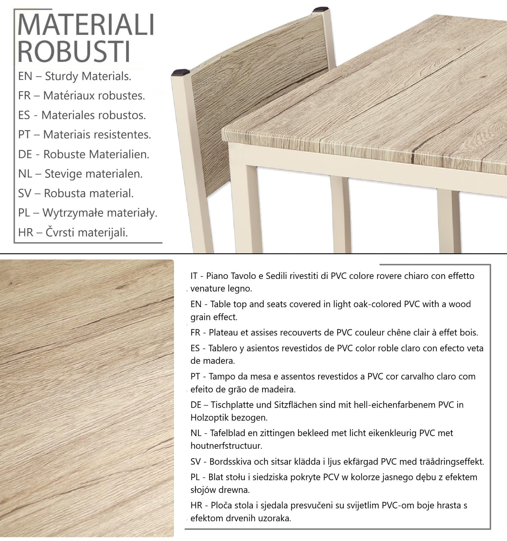 YELLOO Mod. PORTOFINO Set Mesa Bar con 4 sillas Beige Cocina Meubles