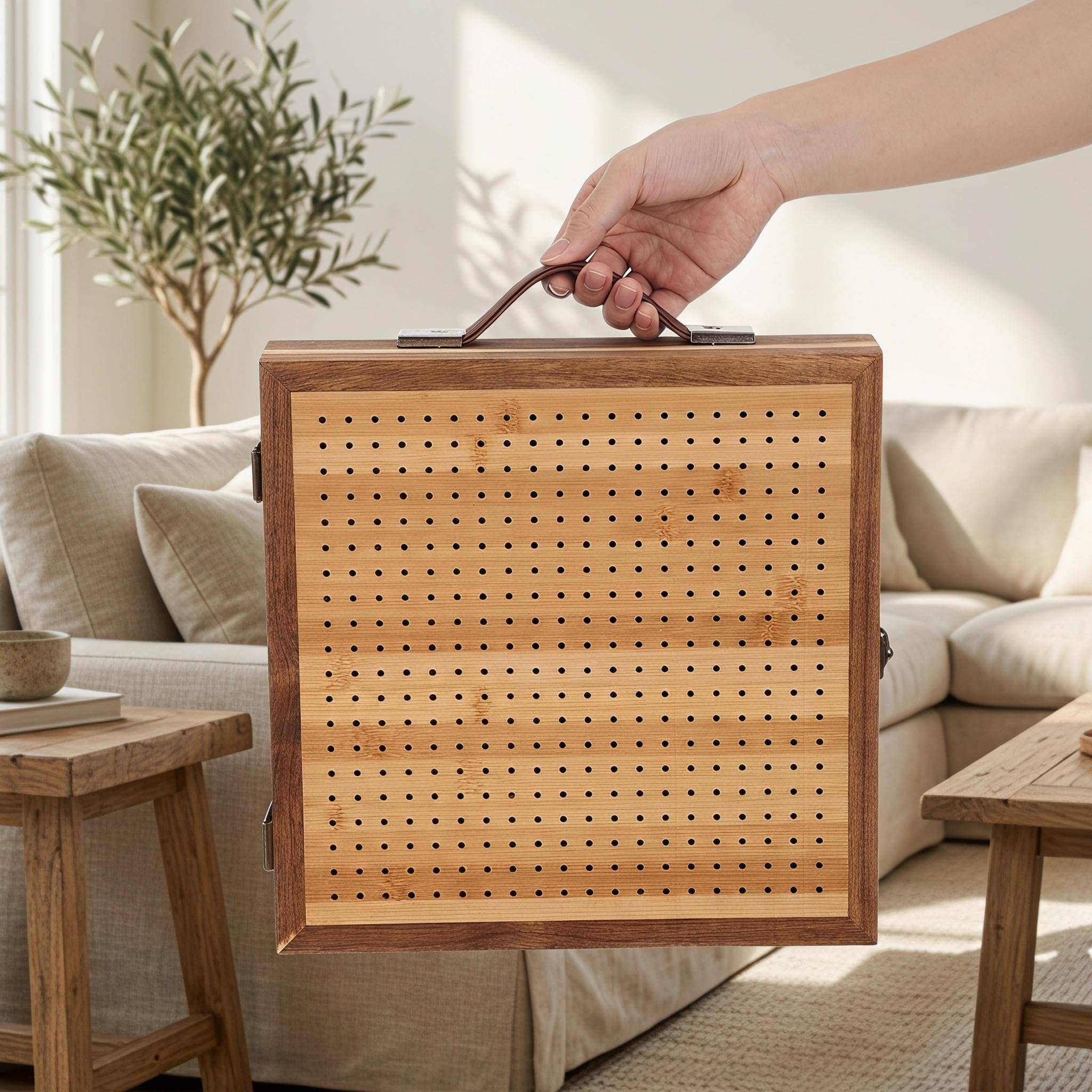 ULTECHNOVO Tabla Moldeadora para Ganchillo con Asa Portátil y Cajón de Almacenamiento, Base de Madera Gruesa con Diseño de Pendiente Ajustable para Proyectos de Tejido DIY