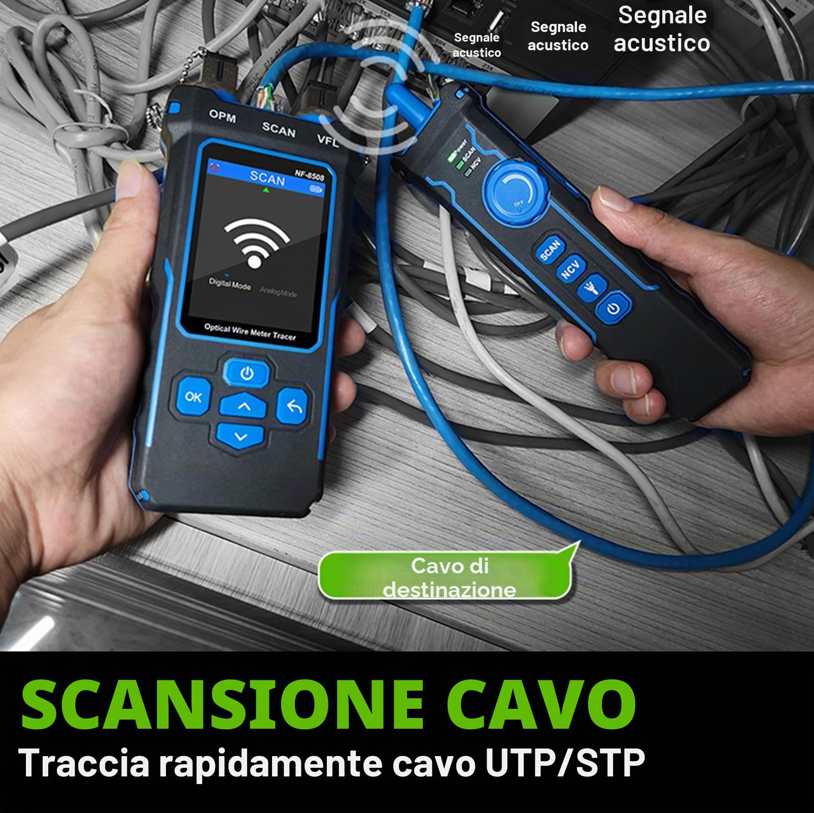 Tester di rete LAN CAT5 CAT6 RJ11 RJ45 con misuratore di potenza ottico e tracciamento cavi