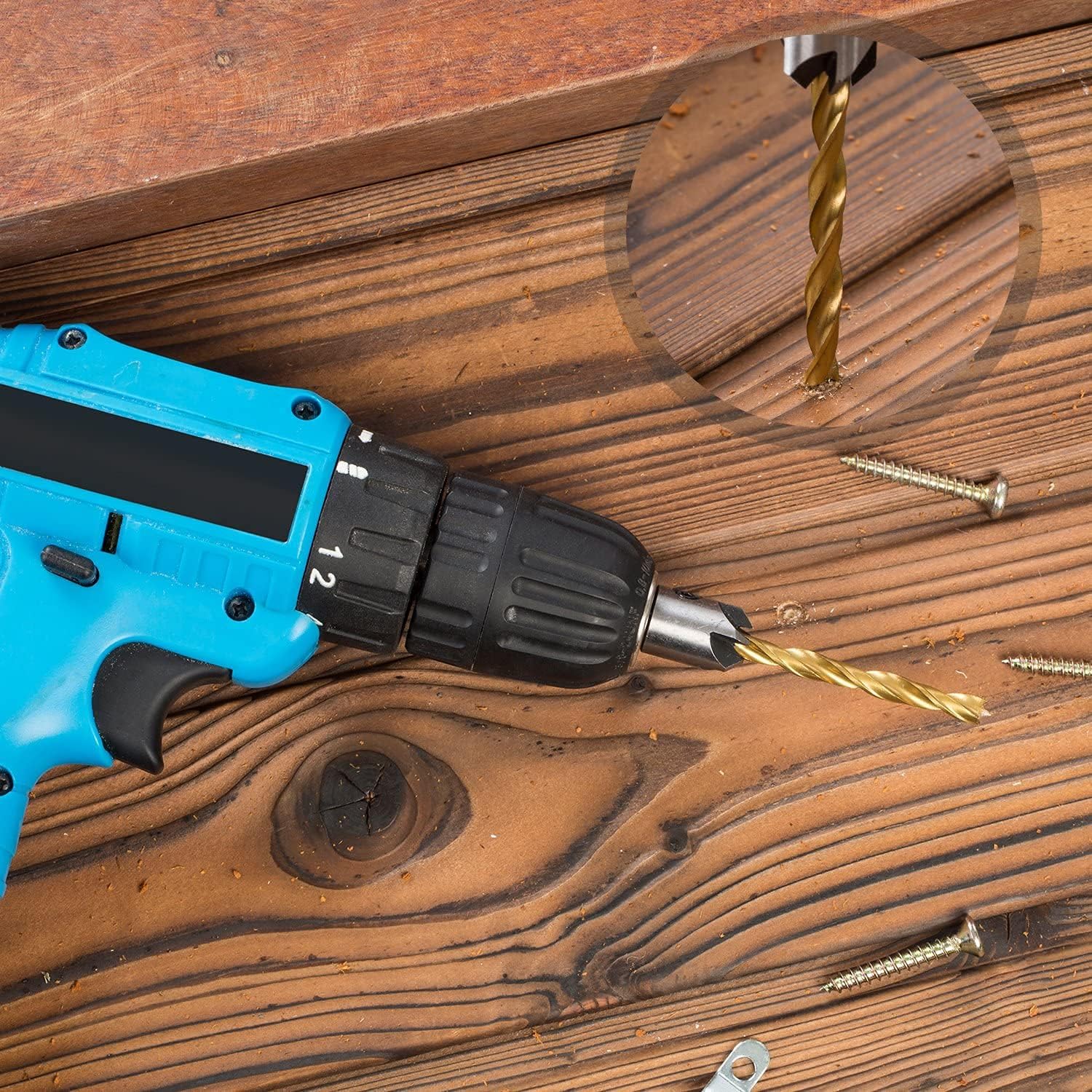 Bohrer mit Senker, Titanbeschichtete Senkkopfbohrer Holzbearbeitung Bohrlochsatz HSS Kernbohrer zum Fräsen der Holzbearbeitung mit Fasen Senkkopf(-10 mm (3/4/5/6/7/8 / 10mm))