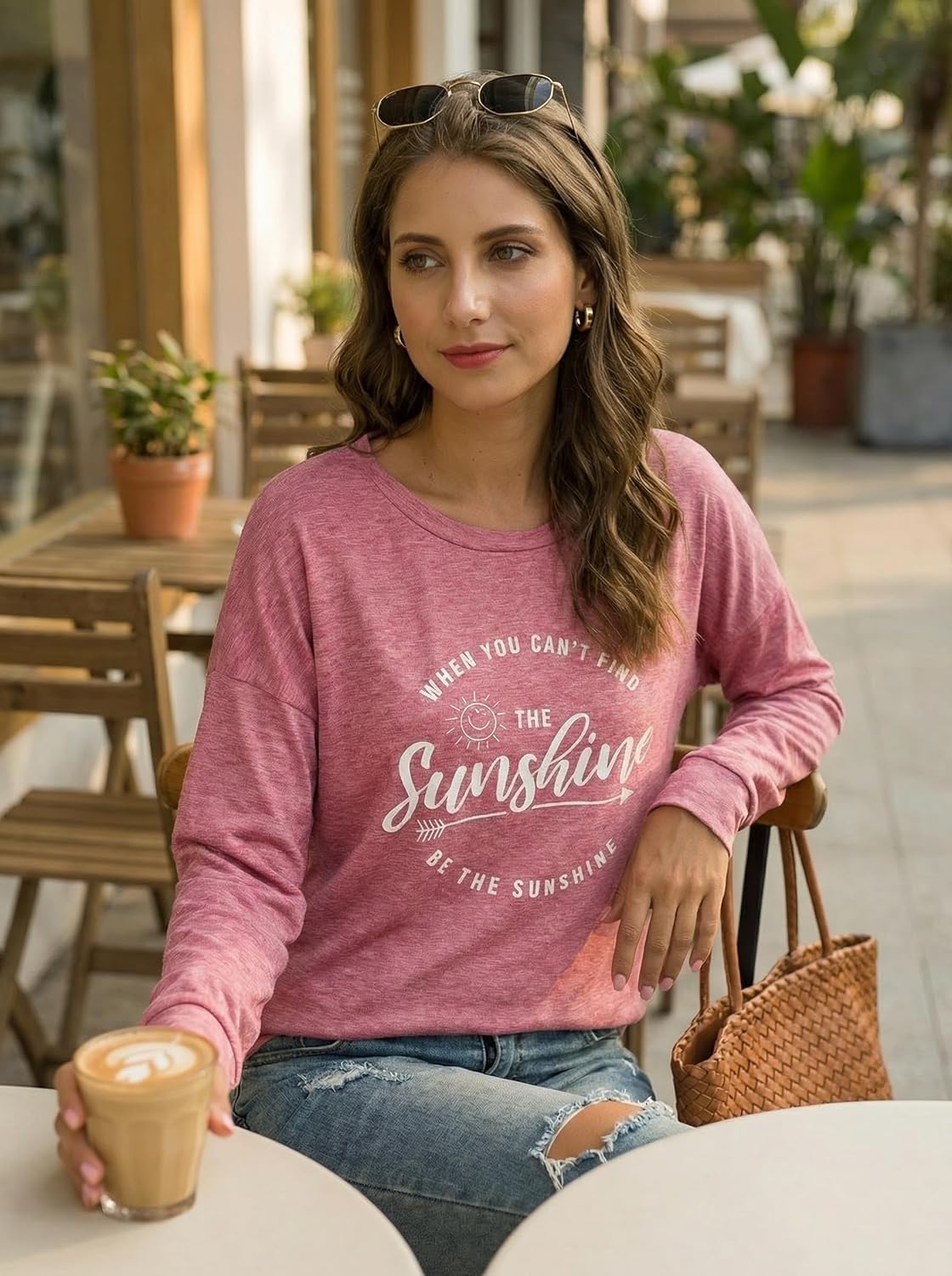 Muicy Womens Sunshine Shirt Casual Long Sleeve Shirt Tops Trendy Loose Fit Sweatshirts Tunic Tops with Pockets - Image 4