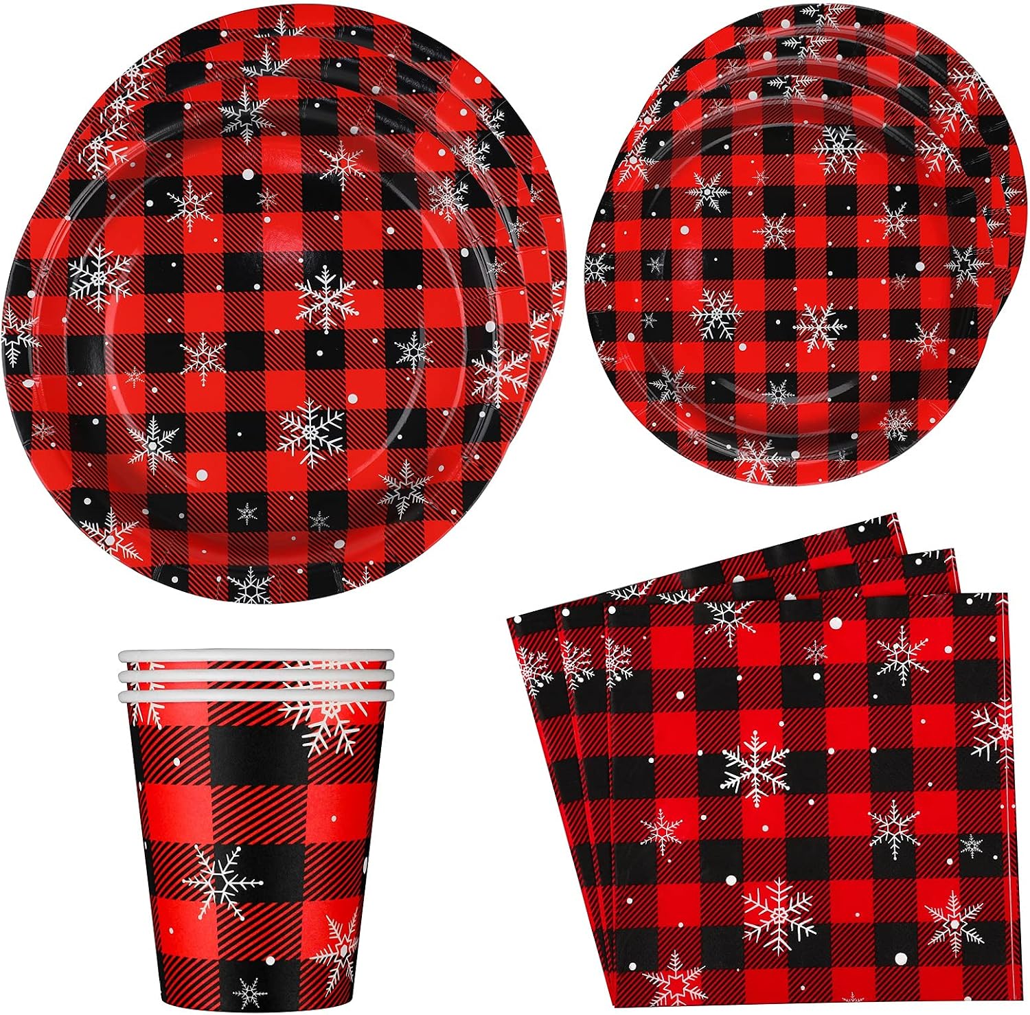 Amazon.com: Ruisita 122 Pieces Buffalo Plaid Party Supplies with ...