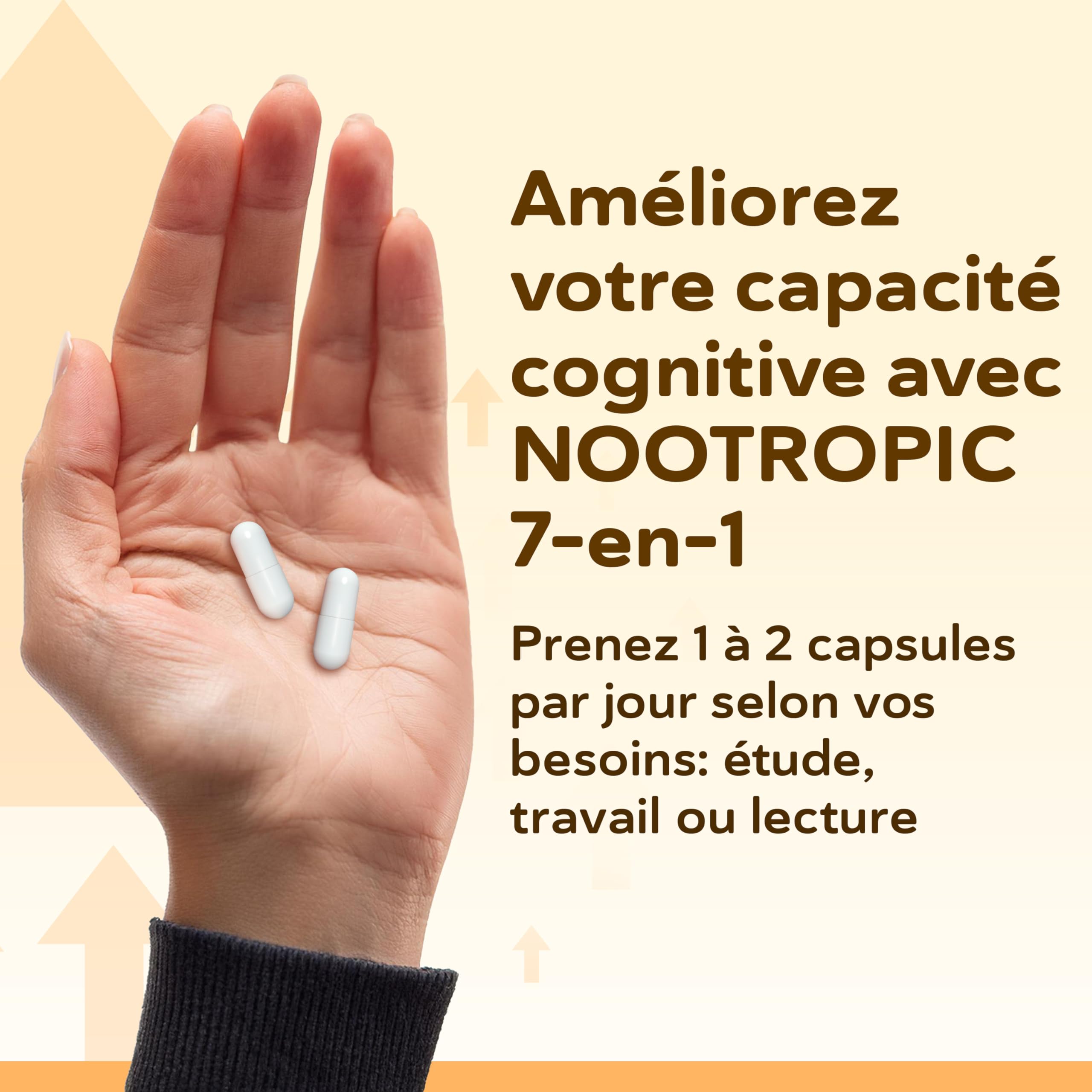 Nootropic – Formule Avancée pour le Soutien Cognitif avec Bacopa, Ginkgo, Tyrosine, Théanine, Caféine, B6 & B12