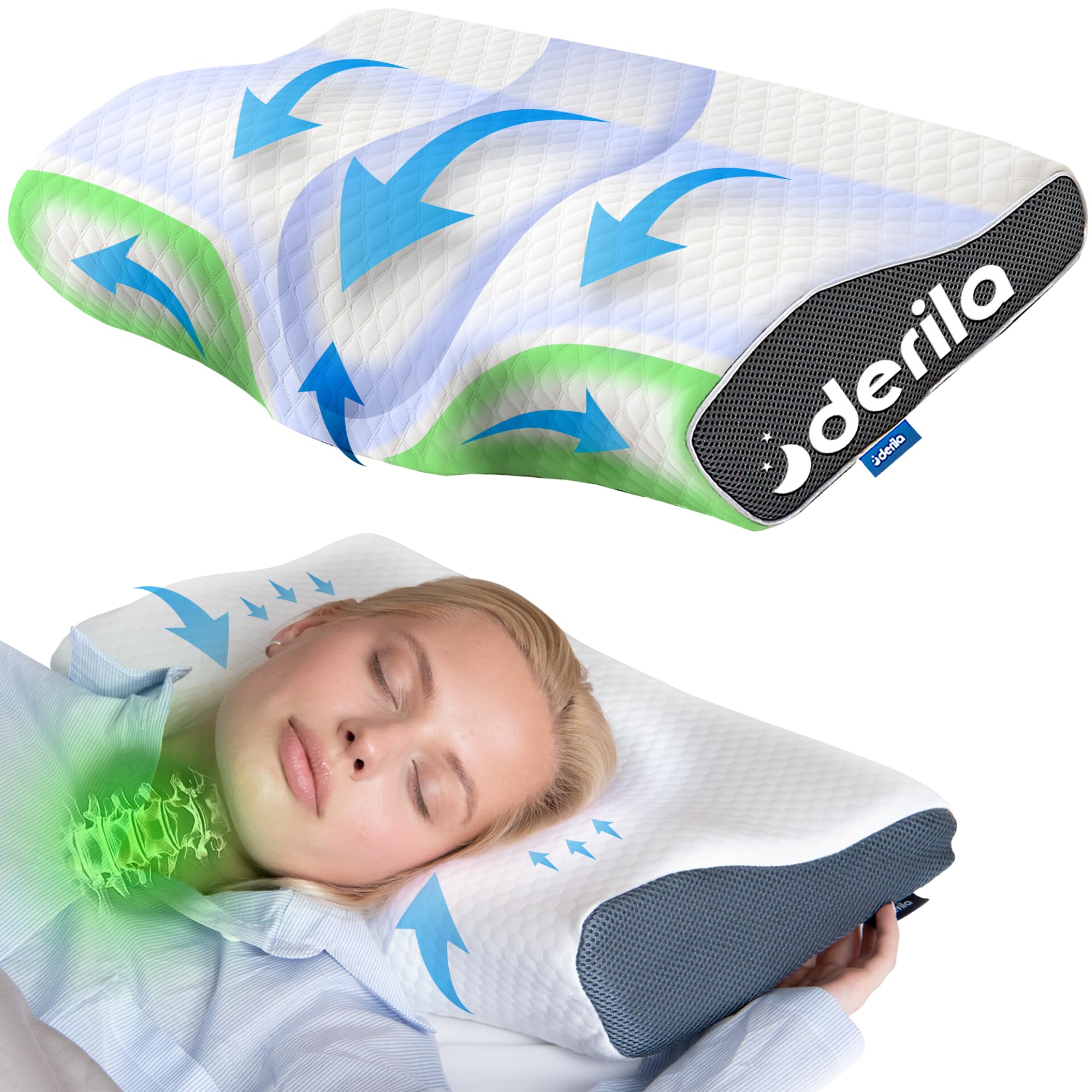 Derila 頚椎ネックピロー 睡眠用 形状記憶フォーム