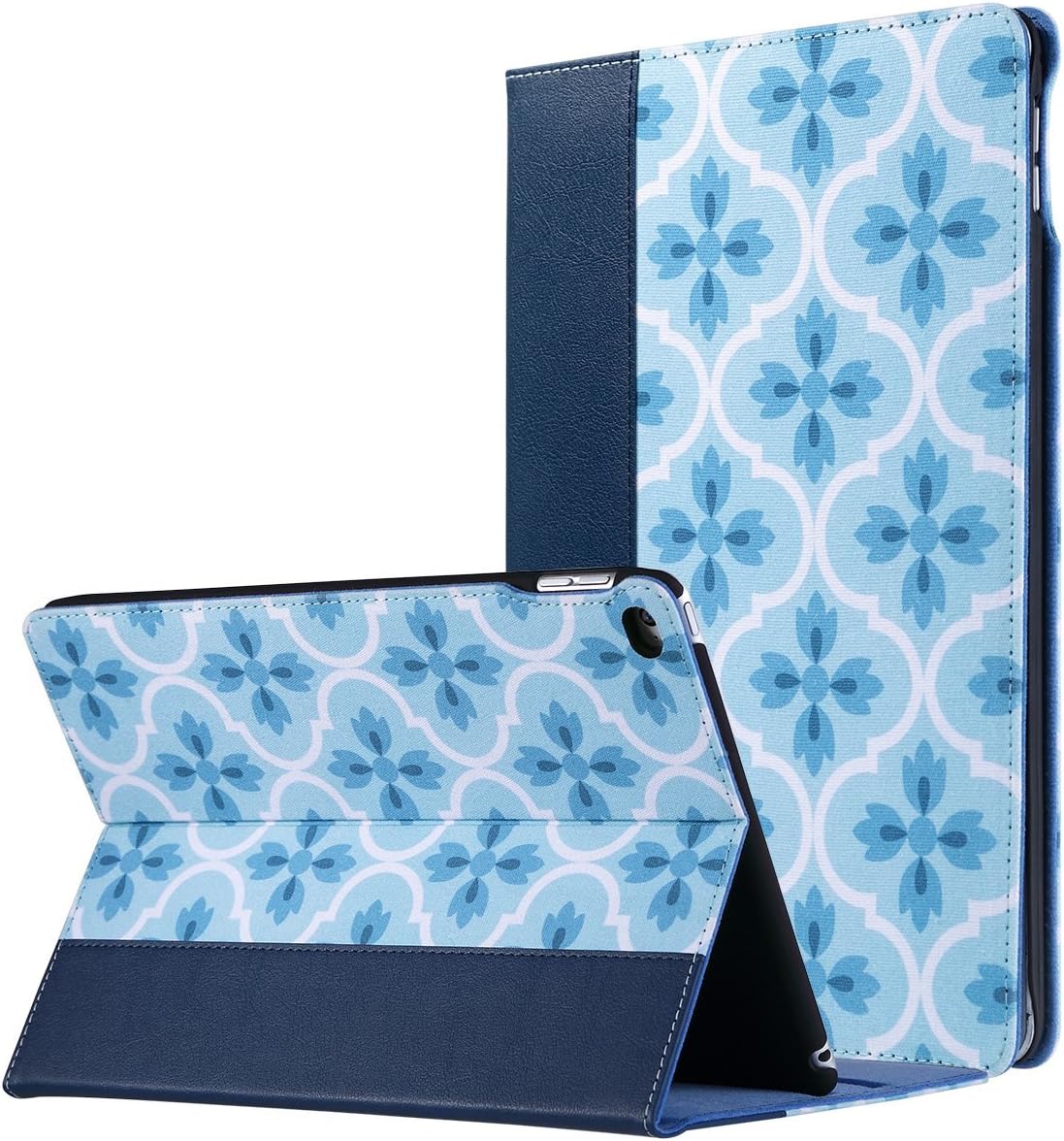 ULAK iPad Air 2 Case, [Thin Series] PU Leather Case Protective Lightweight Smart Cover with Auto Sleep/Wake Function Tablet Case for iPad Air 2 - Blue Flower