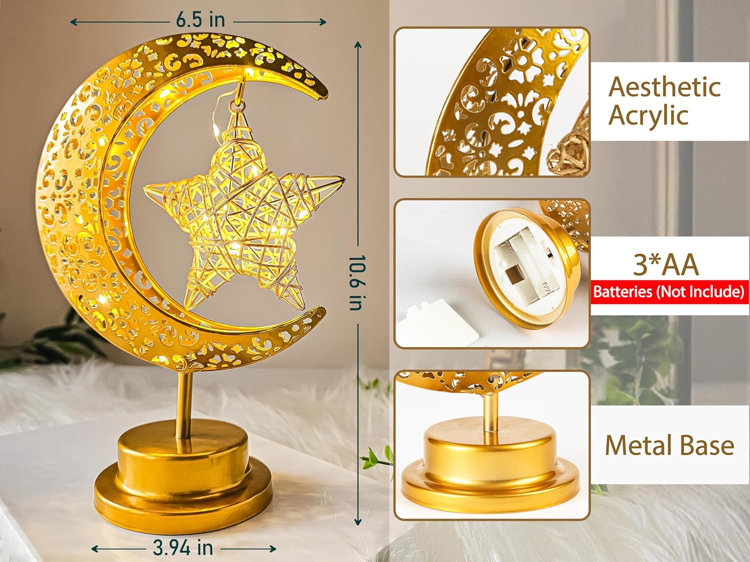 Ramadan Moon and Star Table Lamp Crescent Night Light