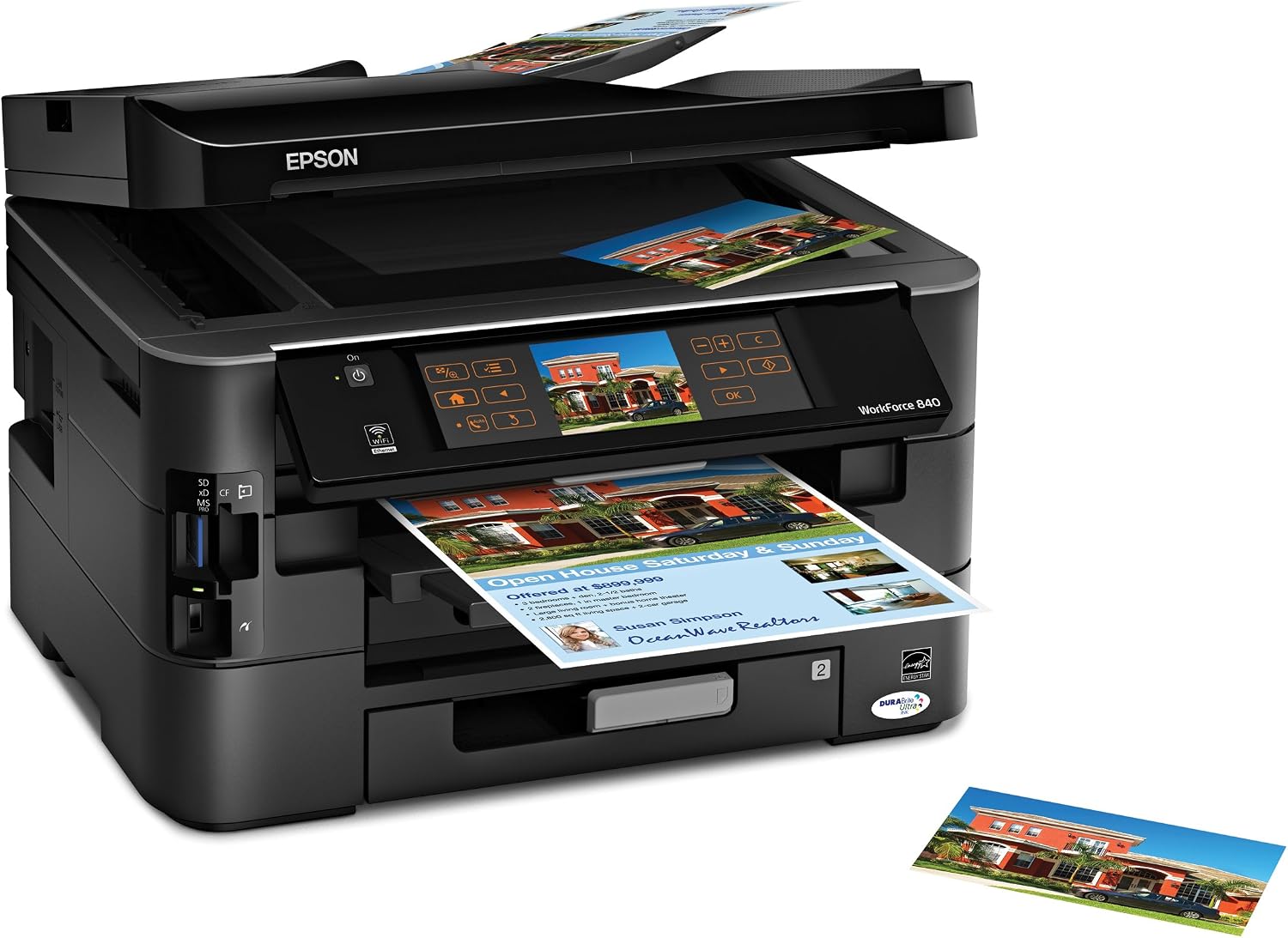 Epson WorkForce 840 Wireless All-in-One Color Inkjet Printer, Copier, Scanner, Fax (C11CA97201)