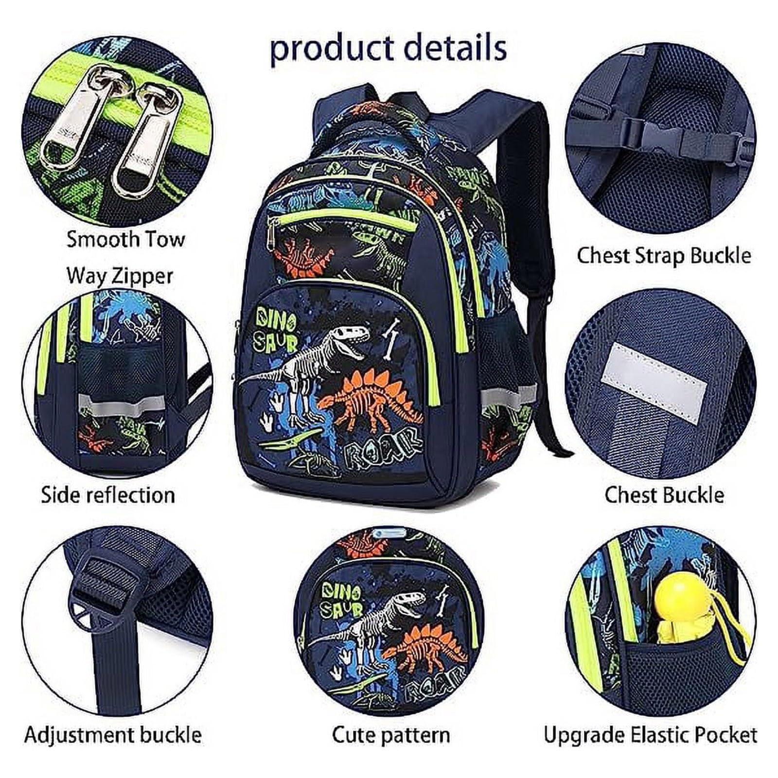 Set di 3 zaini per ragazzi con scatola per il pranzo astuccio per matite borsa per libri scolastici per bambini scuola prescolare Bookbag per ragazzo e ragazza zaino da trekking piccolo, Verde