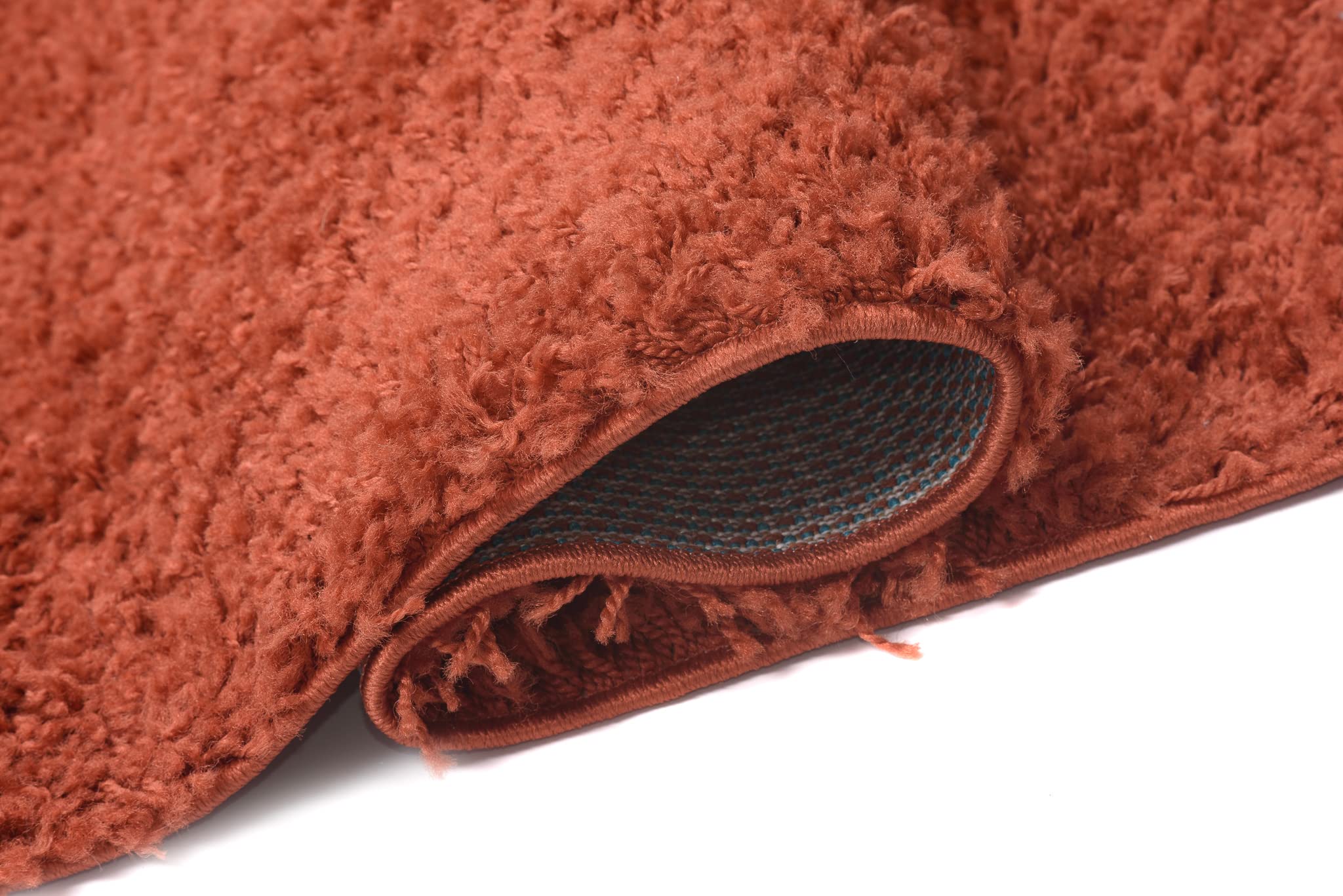 TAPISO Essence Shaggy Alfombra Pelo Largo Moderno Ladrillo Rojo Monocolor Salón Dormitorio Adulto Niño Cama Escritorio Suave Super Suave Grueso Oeko-Tex 160 x 220 cm