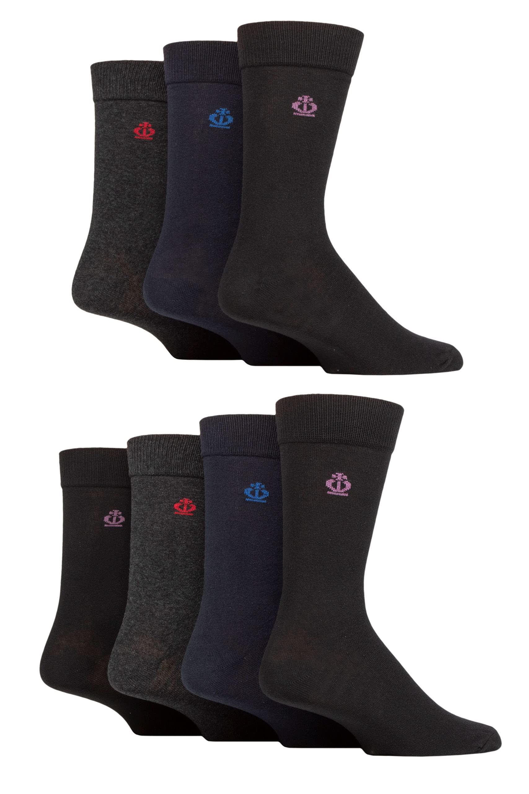 Jeff Banks Men's Surtidos Plain Recycled Cotton Socks Pack Of 7 Assorted 7-11