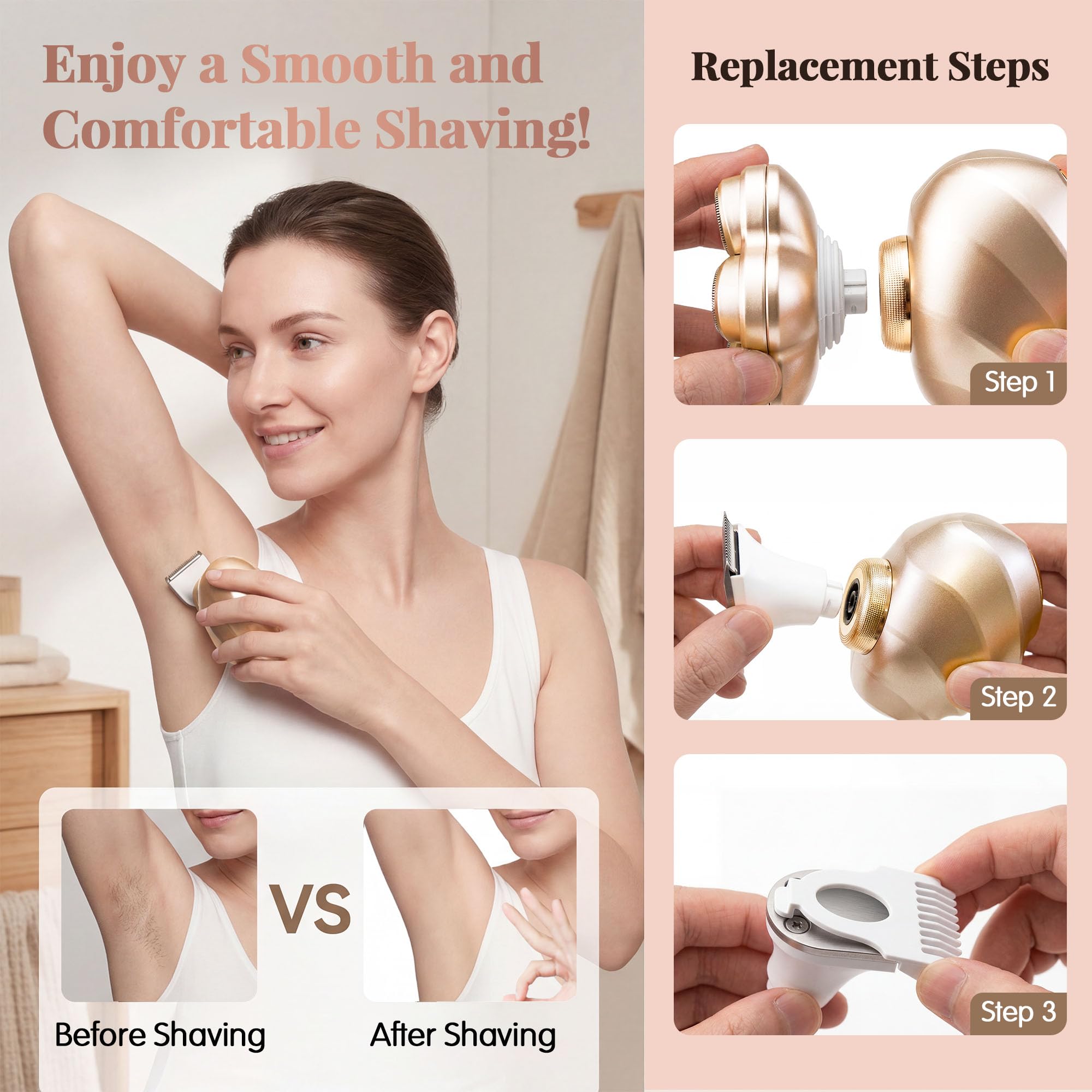 5-in-1 Electric Shaver for Women, 7D Wet/Dry Rechargeable Razor