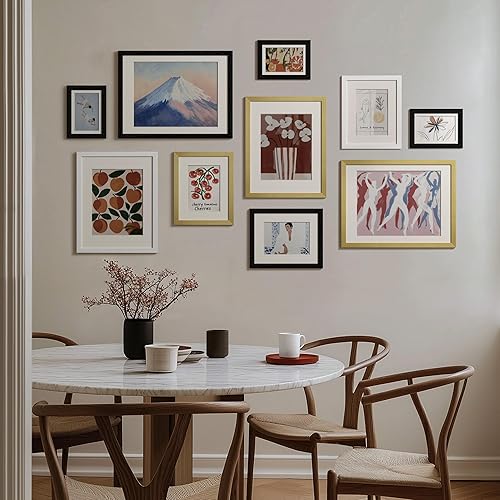 Vista 279 de eletecpro Juego de 10 marcos de fotos de 8.5 x 11 pulgadas, collage de fotos, decoración de pared, fotos de 5 x 7 con paspartú o de 8.5 x 11 Negro