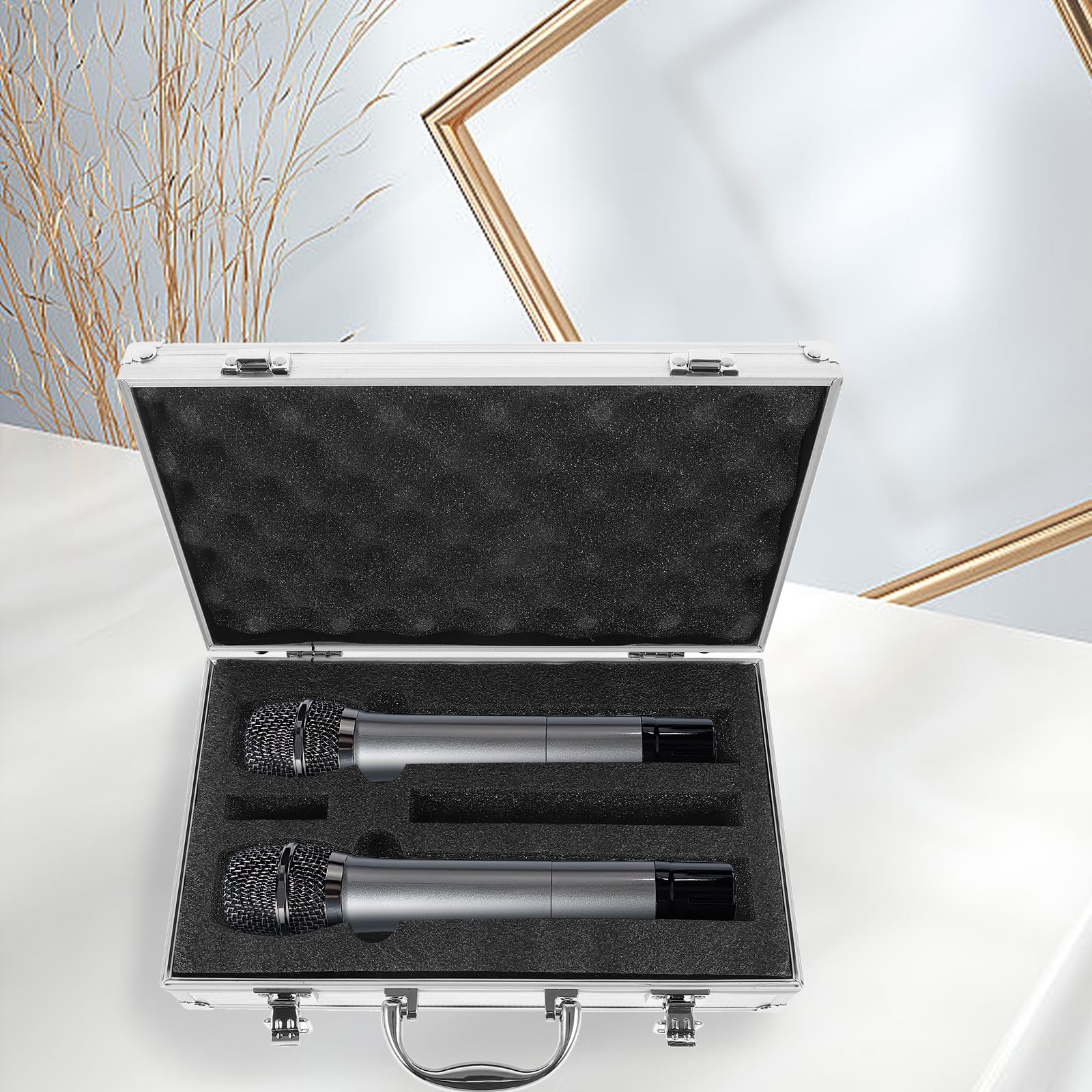 Valigetta con Maniglia, Resistente Agli Urti 2 in Lega di Alluminio e Custodia Sicura per Microfono Wireless per Viaggio All'aperto