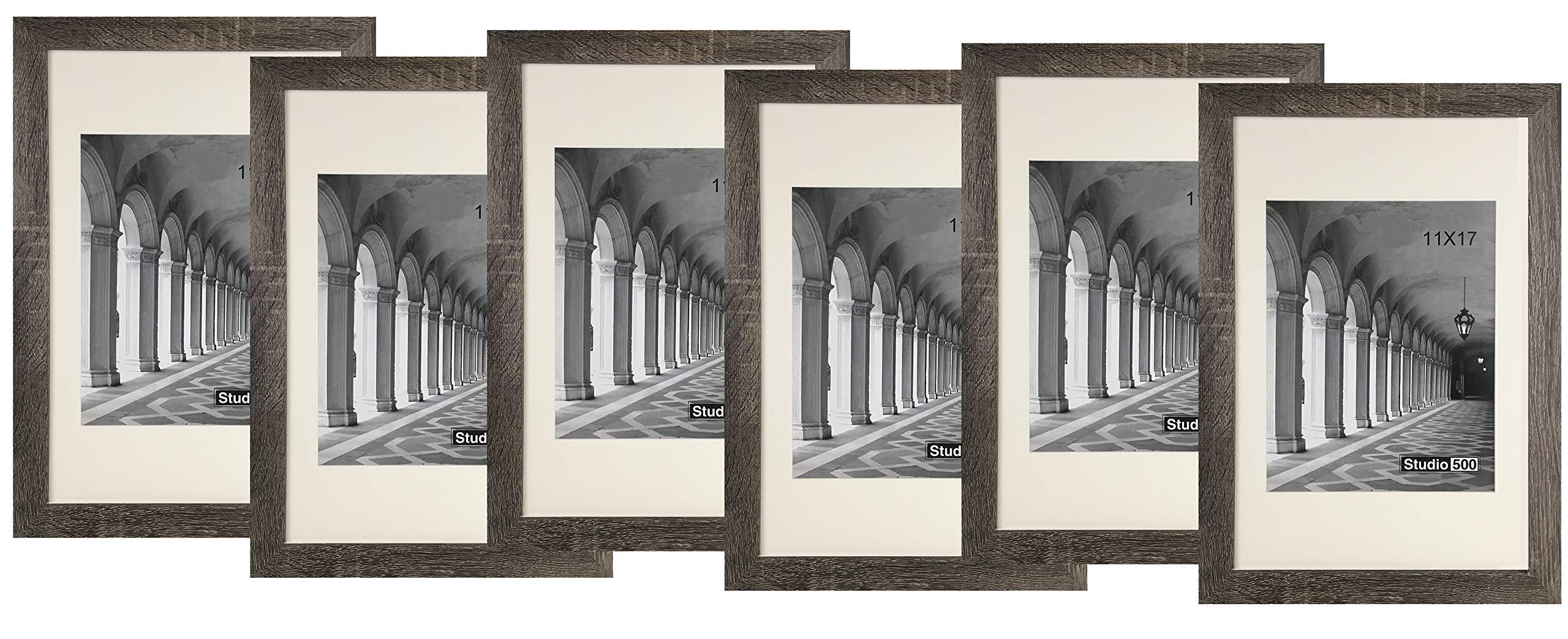 Studio 500 Distressed 11 by 17-inch Grey Picture Frames from Our Distressed Collection (MDF2915) Grey, 6-Pack, Comes in Different Sizes (11x17)