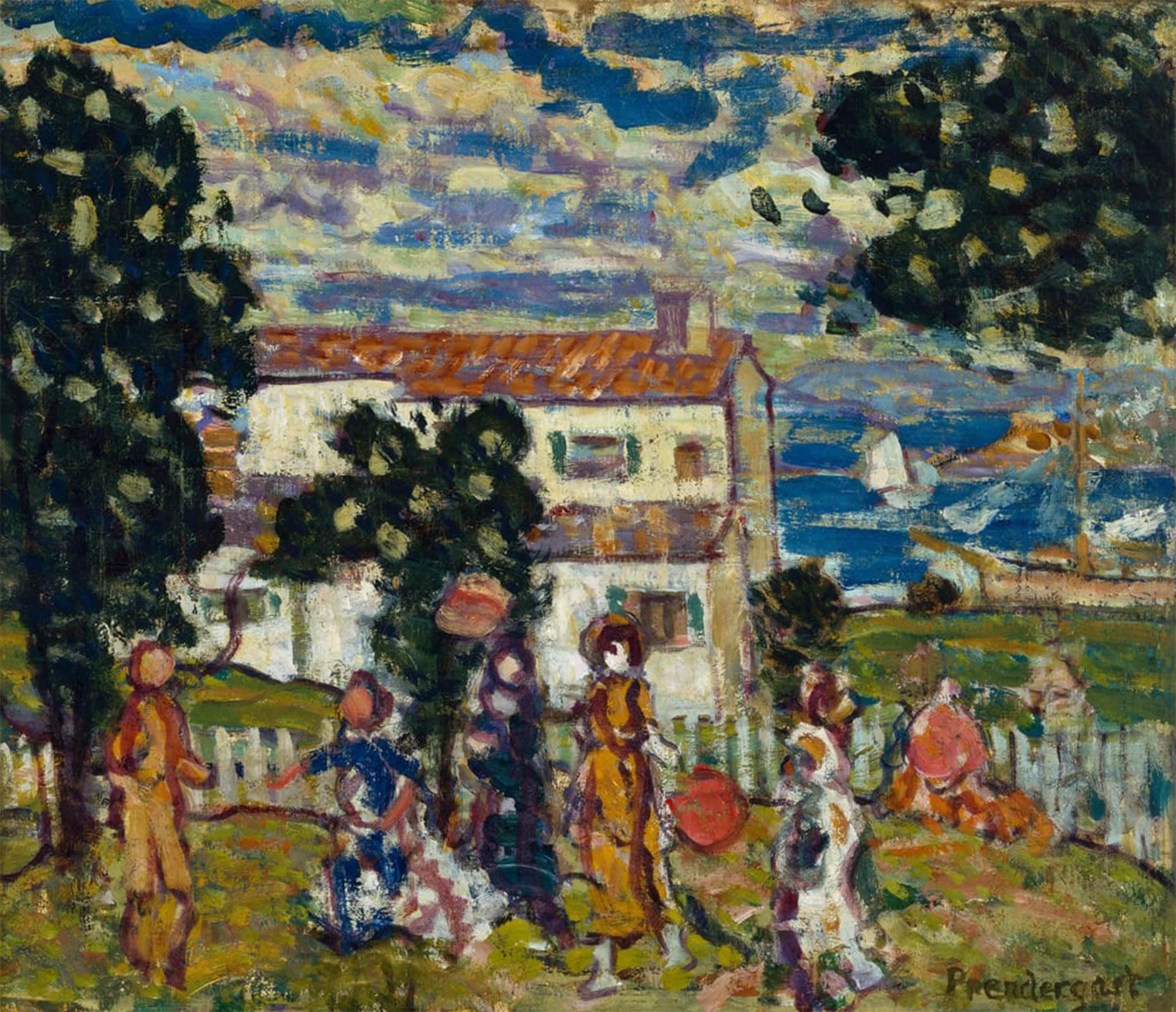 SERENDIPITP Abstract Painting Mural Print Picture Wall Decor Painting New Village by Maurice Brazil Prendergast Vintage Wall Artwork for Home Decor 60x90cm