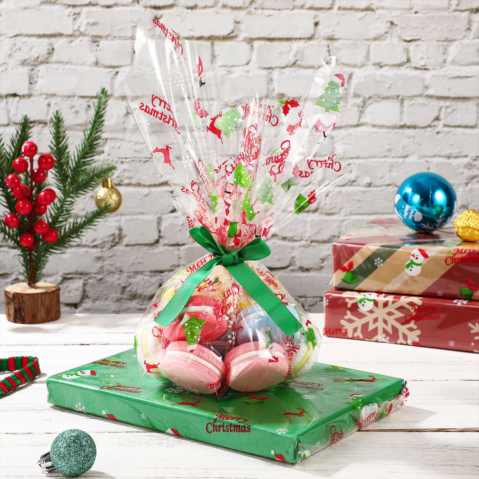 Toyvian Cellophane Trasparente Per Natale Di Carta Da Regalo Stampato Babbo Natale Per Confezionare Cesti Regalo Scatole e Oggetti Decorativi