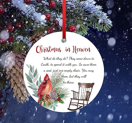 Miniatura 3 de Adornos de Navidad en el cielo con adornos de silla, cardenales, adornos de Navidad, regalos de condolencias por la pérdida de un ser querido,