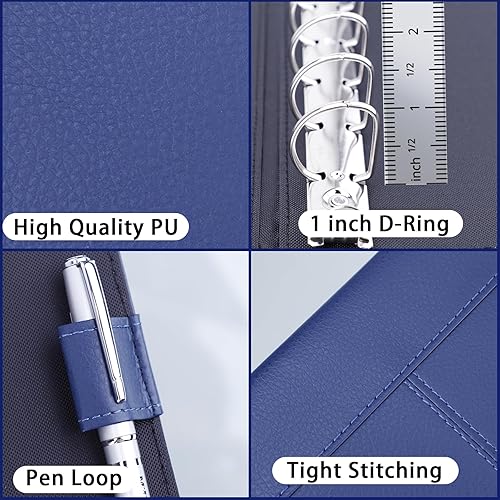 Miniatura 6 de Antner Carpeta de cheques de negocios de 7 anillos para cheques comerciales, capacidad para 600 cheques, cubierta de piel sintética con bolsa con