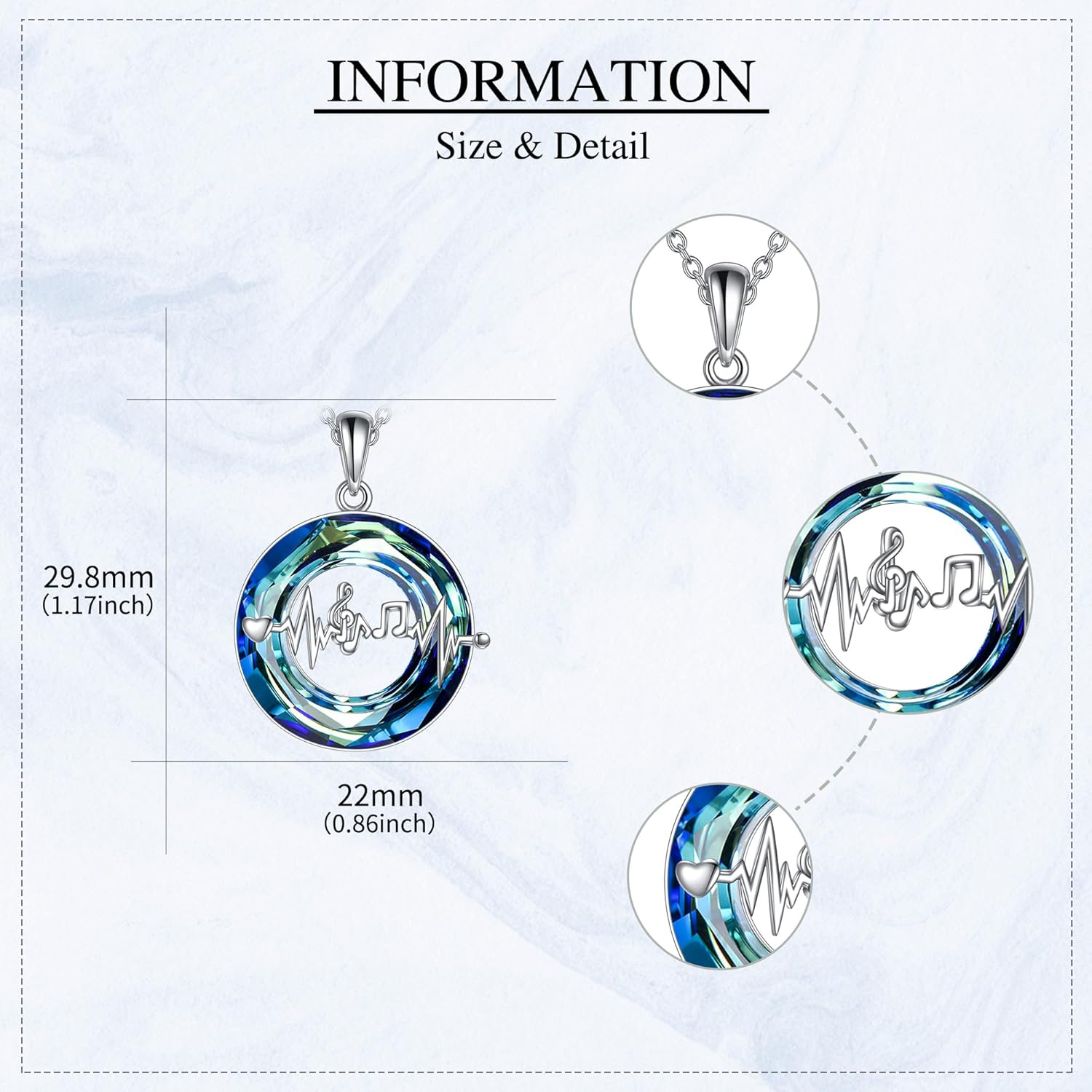 MONGAS Crystal Necklace Music/Astronaut/Fairy/Airplane/Cello/Dog Cat/Unicorn Necklace Sterling Silver Music/Astronaut/Fairy/Airplane/Cello/Dog Cat/Unicorn Jewelry for Women - Image 3