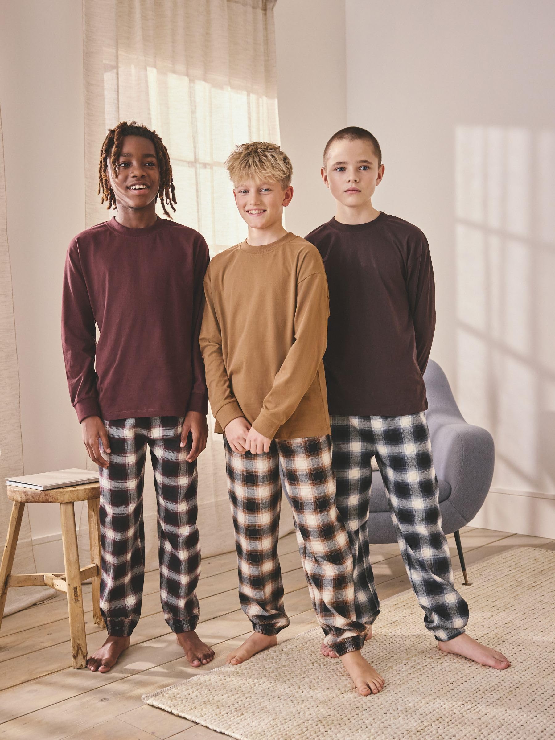 NEXT Jungen Karierte Pyjamas aus Webstoff, 3er-Pack