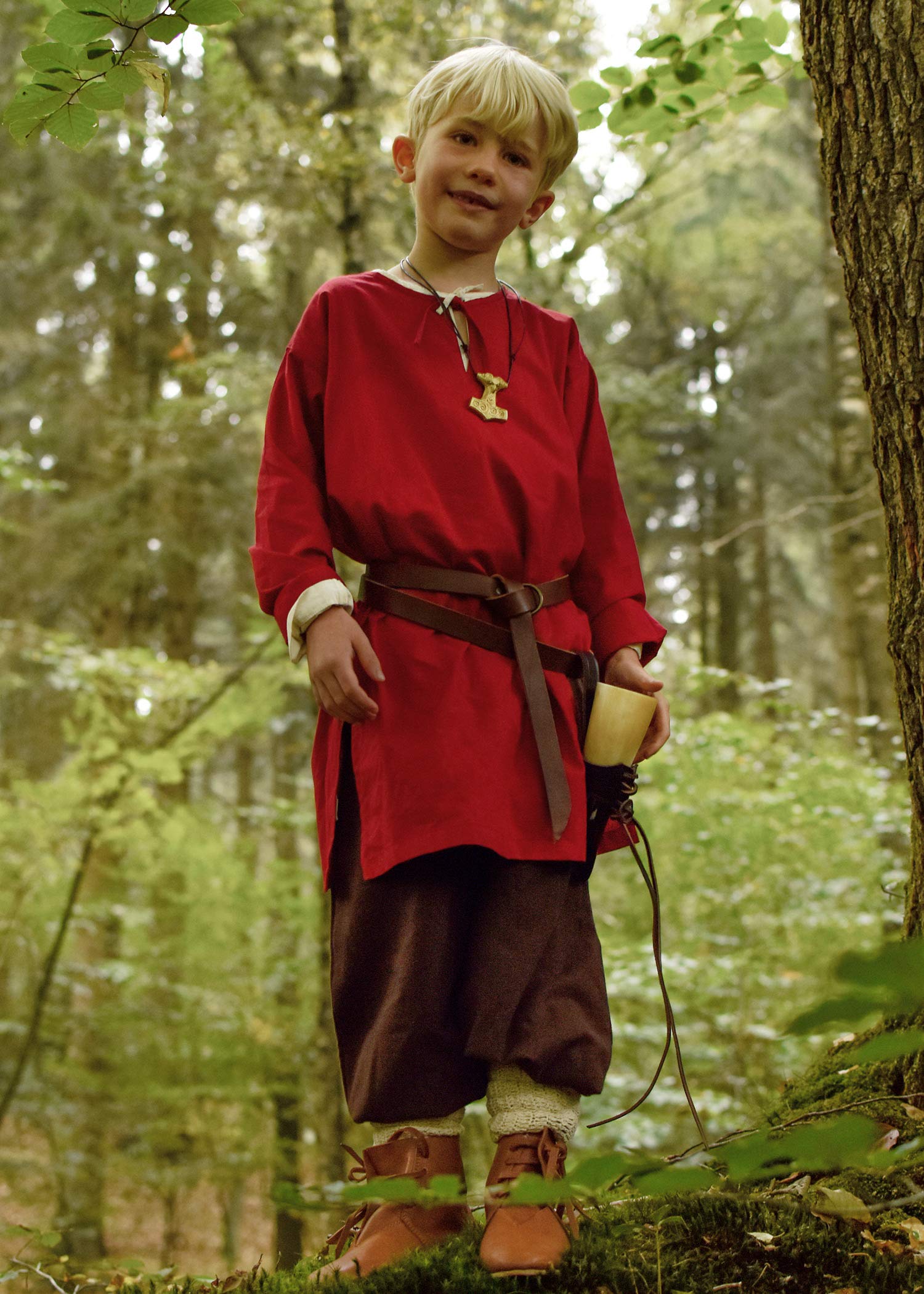 Battle-Merchant Średniowieczna dziecięca tunika Arn - chłopcy i dziewczęta - bawełna - odzież średniowieczna - Wikingowie - piraci - rycerze - kostium - karnawał - LARP