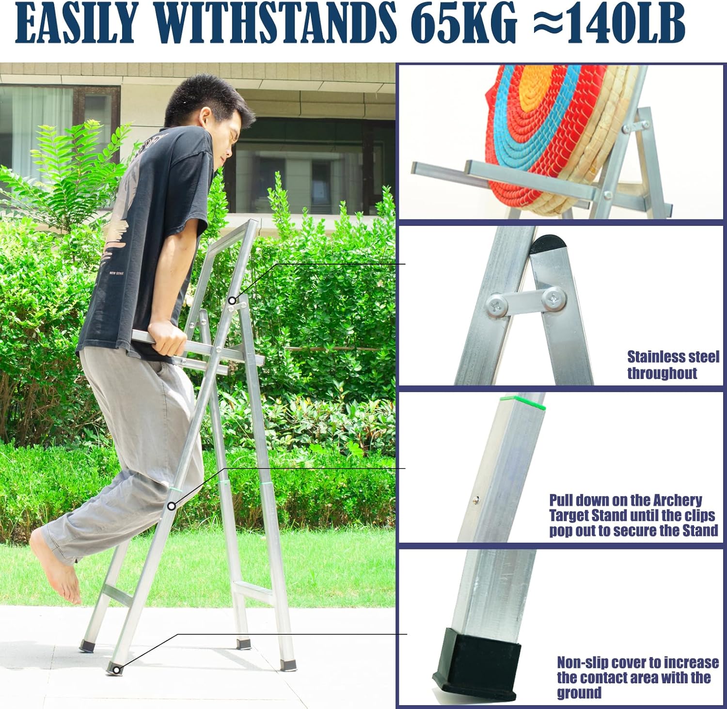 Archery Target Stand for Backyard, Foldable Metal Archery Target Stands for Straw & Point Bag Target Stand - Easy to Carry