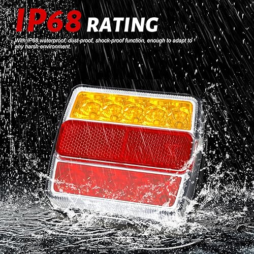 Miniatura 5 de Kit de luz LED magnética para remolque, 2 luces LED universales para remolque, indicador de dirección, luz de placa de freno, impermeable IP68, imán