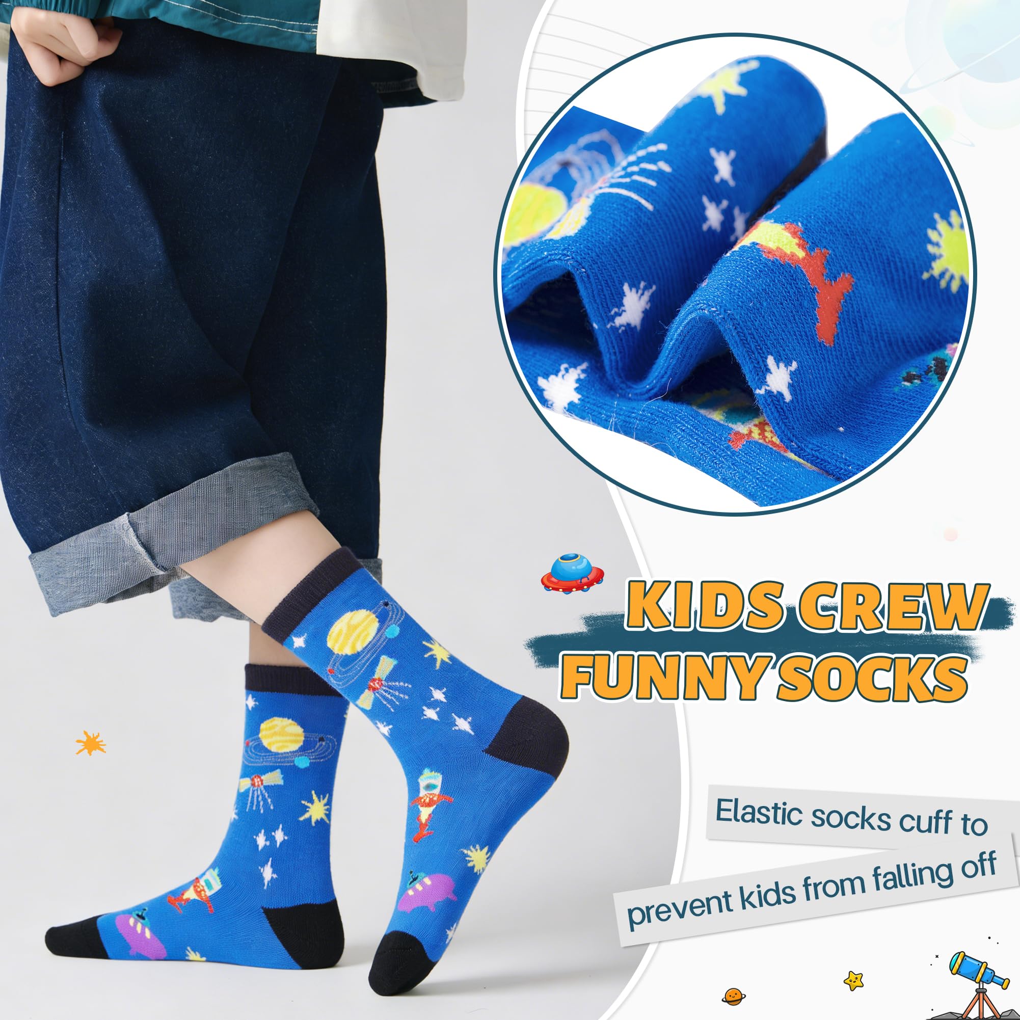 Boys Cotton Crew Socks Kids Novelty Animal Soft Funny Casual Fashion Breathable Childs Socks 6 Pairs