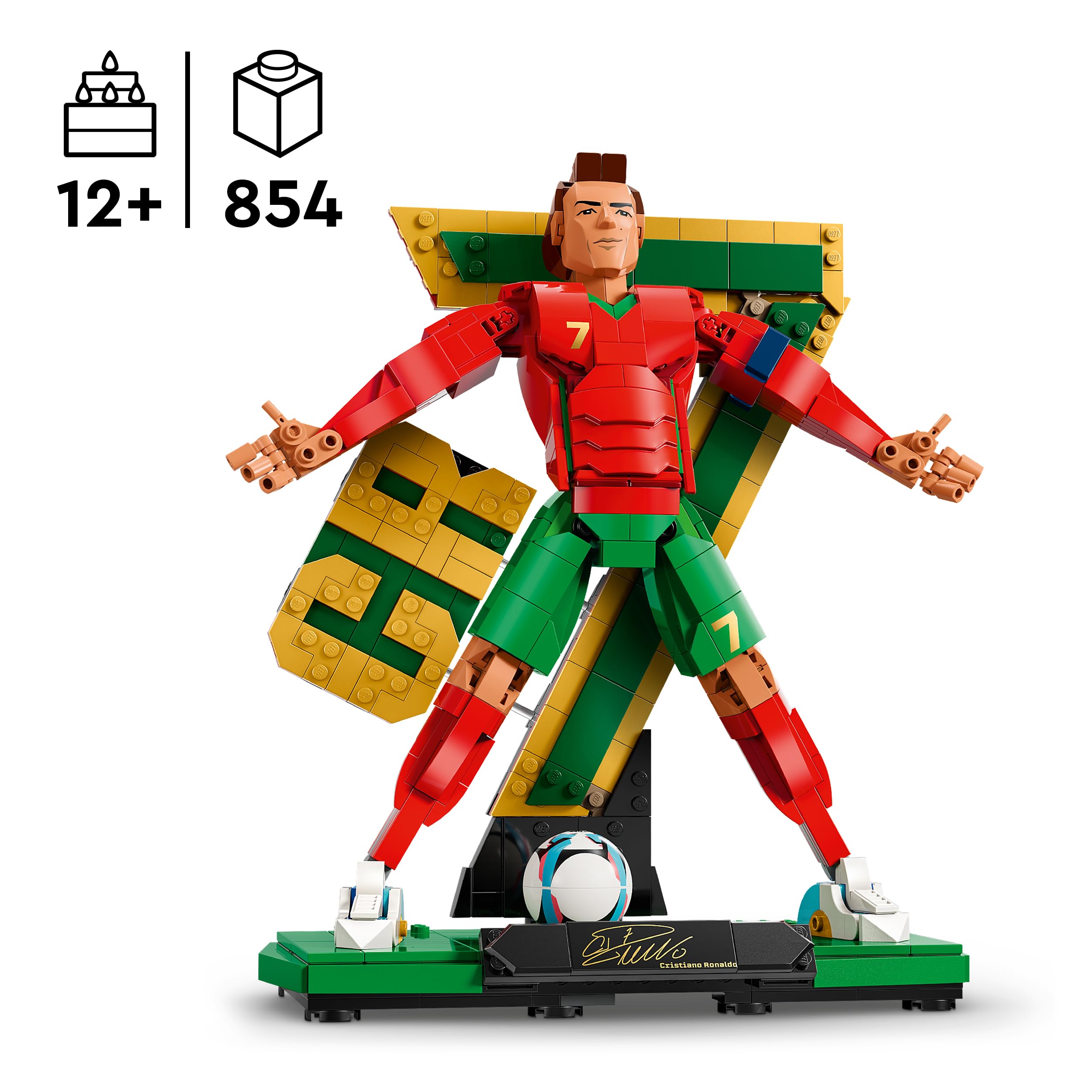 LEGO Editions Cristiano Ronaldo – Leggenda del Calcio Giocattolo - Kit Modellismo Action Figure 3D da Esposizione - Decorazione Cameretta -Regalo per Bambini e Bambine da 12 Anni e Fan Adulti - 43016