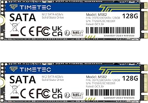 Timetec 128GBx2 (2 Pack) SSD 3D NAND SATA III 6Gb/s M.2 2280 NGFF Read Speed Up to 550MB/s SLC Cache Performance Boost Internal Solid State Drive for PC Computer Laptop and Desktop