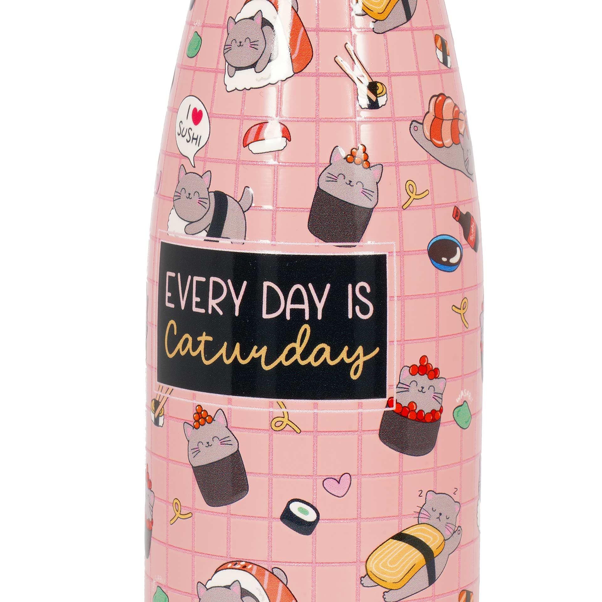 Legami - Bottiglia Termica Hot&Cold, Sushi Cat, 500 ml, Chiusura ermetica, 12 Ore Bevande calde 24 Ore fredde, Manico in Silicone rimovibile, in Acciaio inox, senza BPA