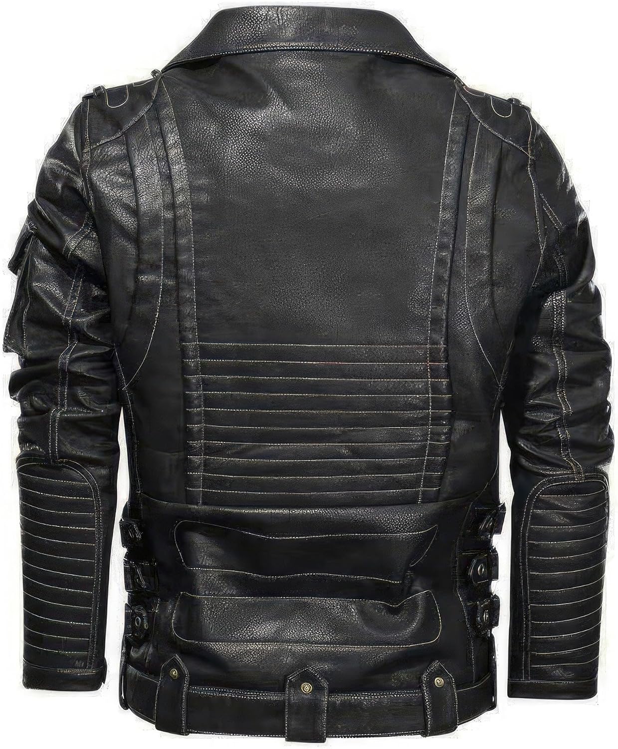 Mens Autumn Cool Zipper Pockets Motorcycle Leather Jacket Male Outwear Coats Genuine Leather Jackets