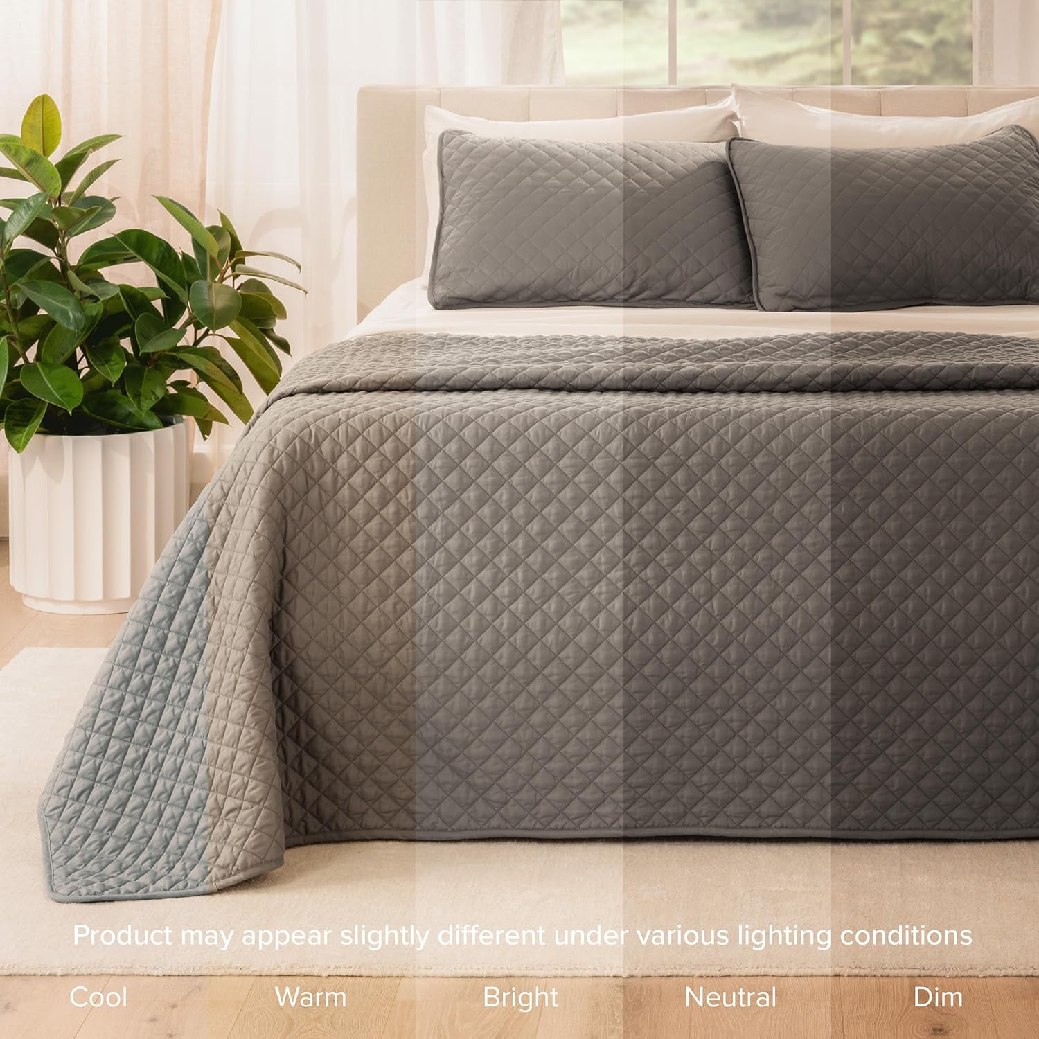Bare Home Coverlet Set - Twin/Twin Extra Long - Lightweight Bed Decor - Comforter Alternative - All-Season Quilted Bedspread (Twin/Twin XL, Grey) - Image 6
