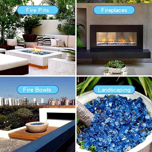 Miniatura 4 de Skyflame Vidrio de fuego de alto brillo de 20 libras para paisajismo de chimeneas, cobre reflectante de 1/2 pulgada y reflectante azul pacífico