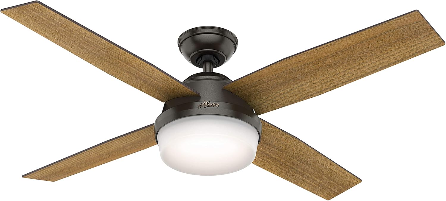 80% Off Discount Hunter Fan 52 inch Contemporary Nobel Bronze Indoor Ceiling Fan with LED Light Kit and Remote Control (Renewed)