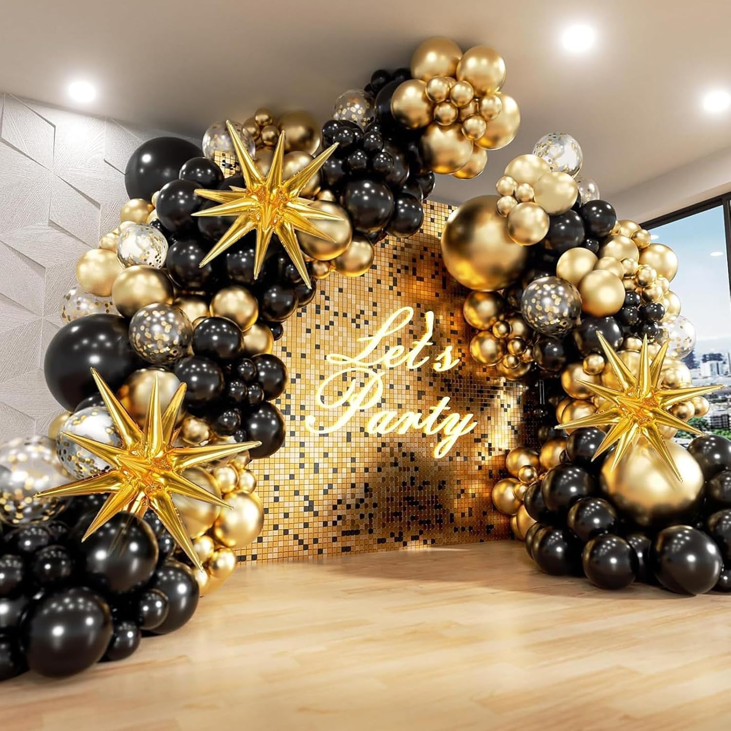 Ysuy Black Gold 231Pcs Black And Gold Balloon Arch Kit With Foil Star Balloons, Birthday, New Years Eve Party Decorations, Confetti Latex Balloons For Graduation - Black And Gold Balloon Arch Kit (Black Gold)