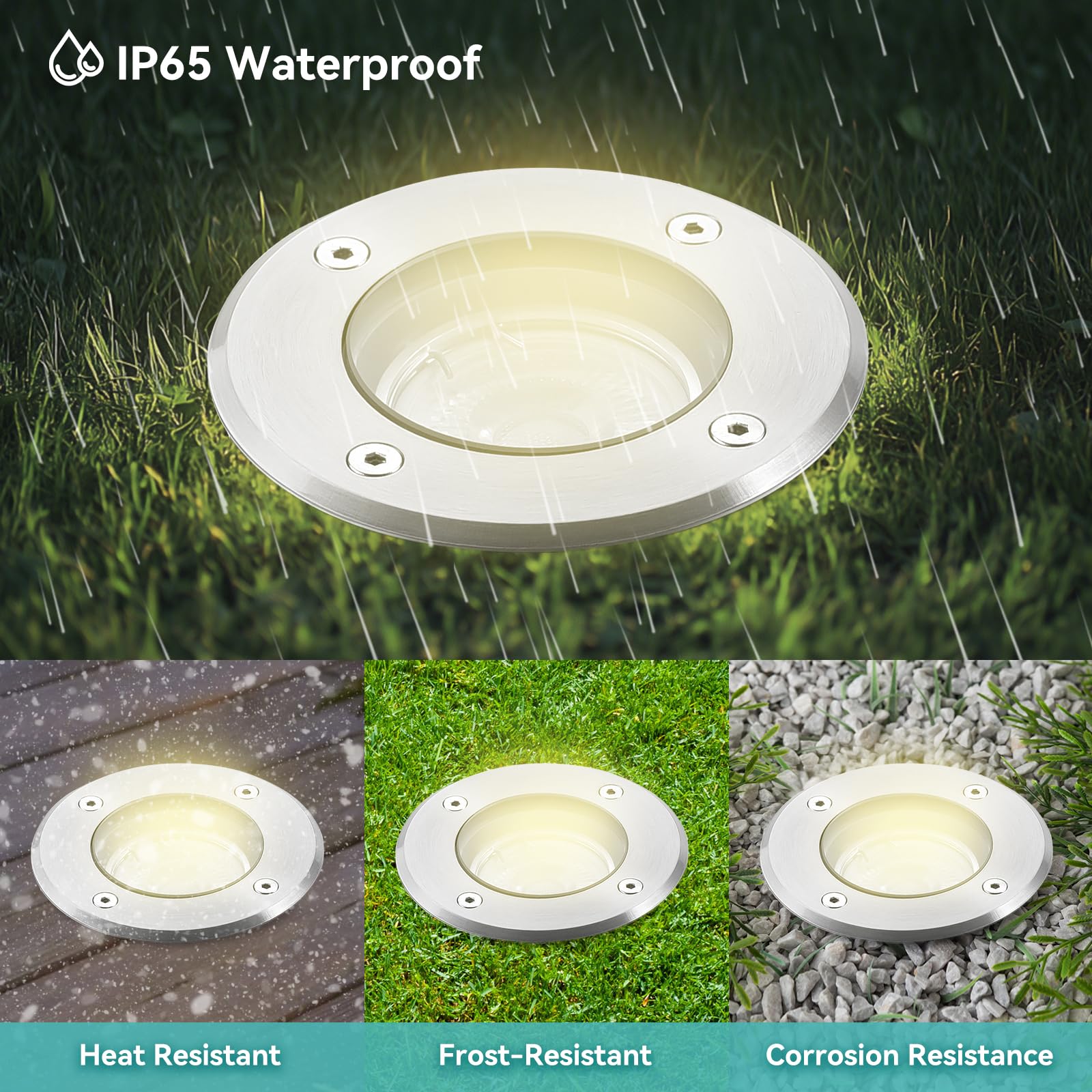 Spot LED Encastrable Exterieur Sol Rond GU10 IP65 3W 230V 3000K Blanc Chaud